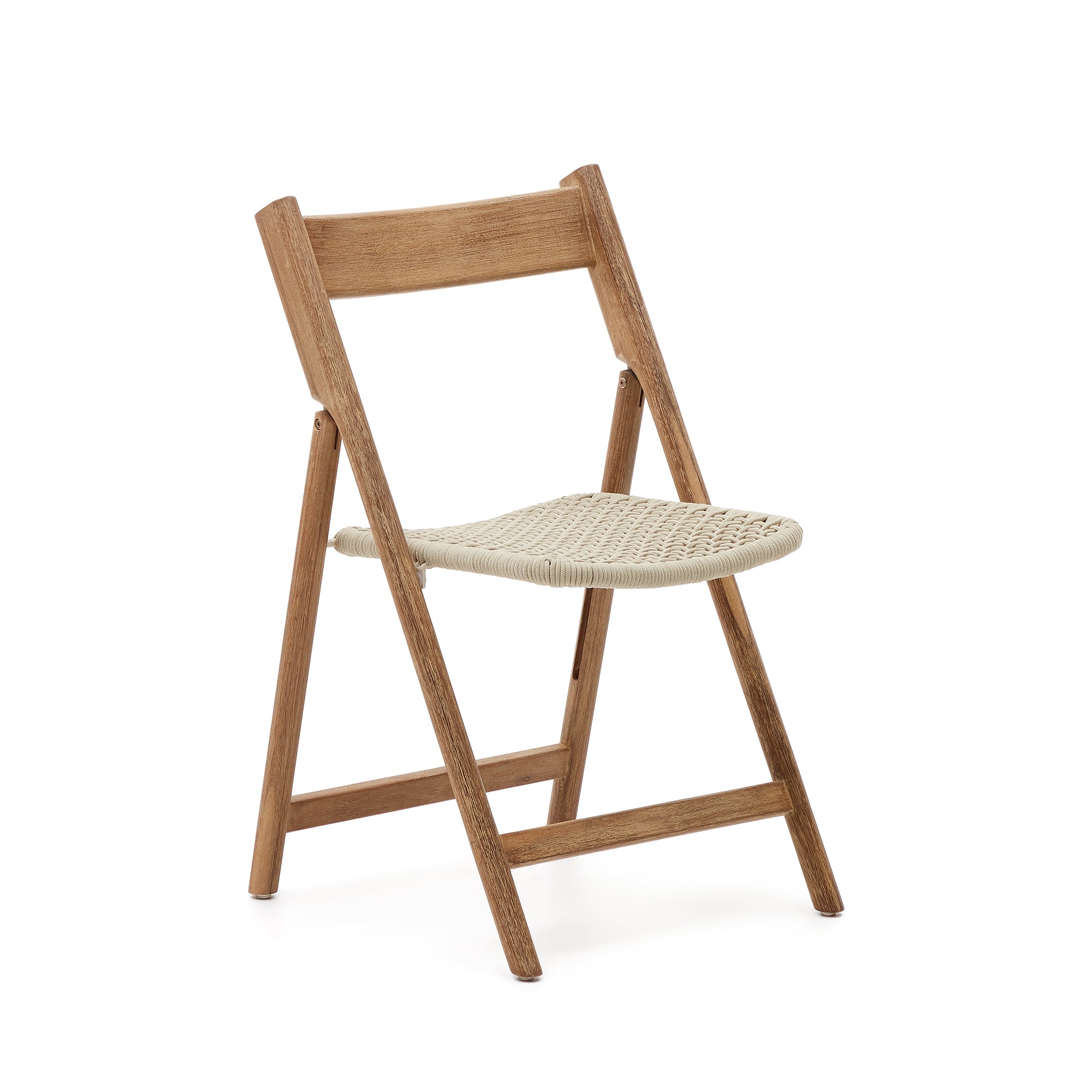 Dandara solid acacia wood folding chair, steel structure and white cord, FSC 100% - Product Image