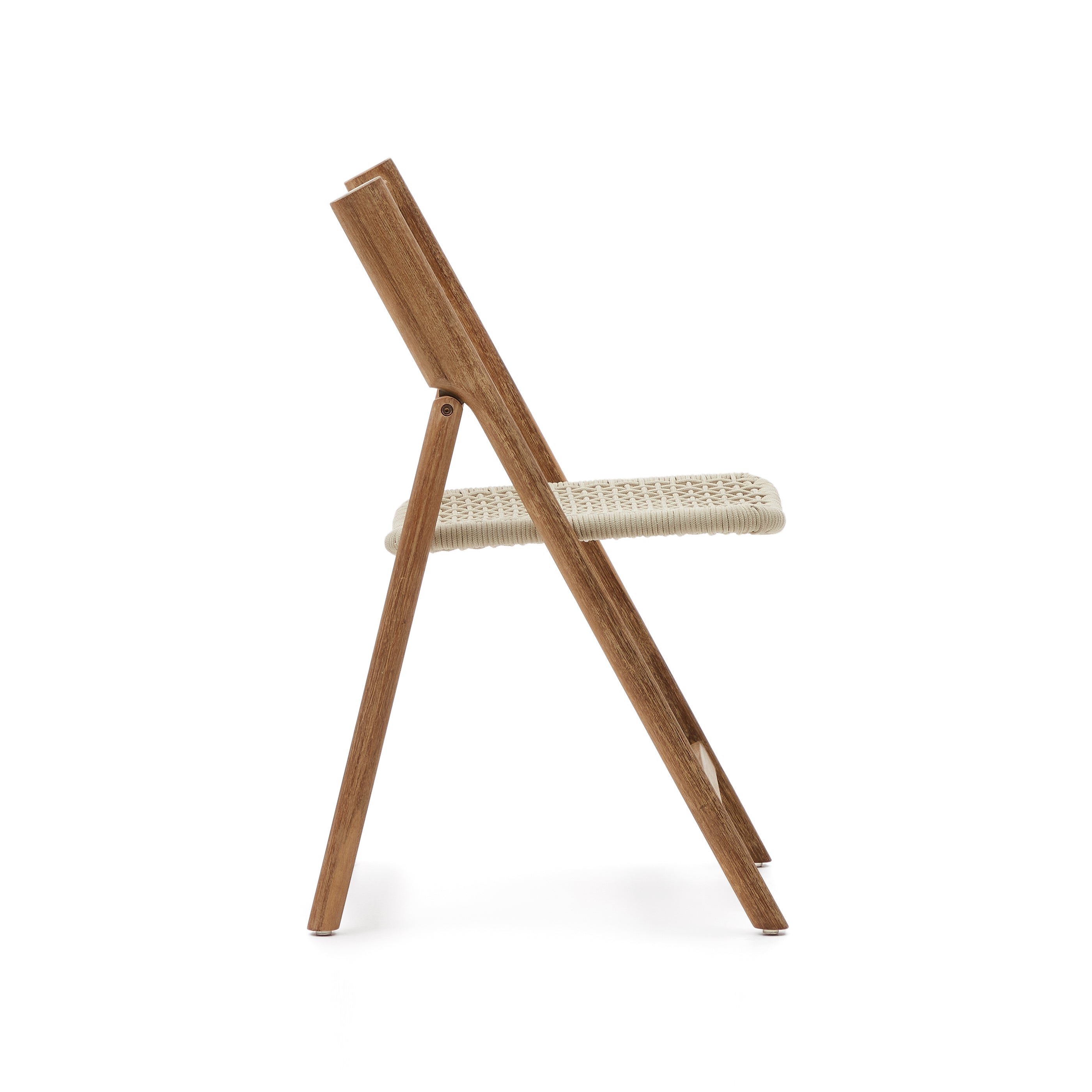 Dandara solid acacia wood folding chair, steel structure and white cord, FSC 100% - Product Image