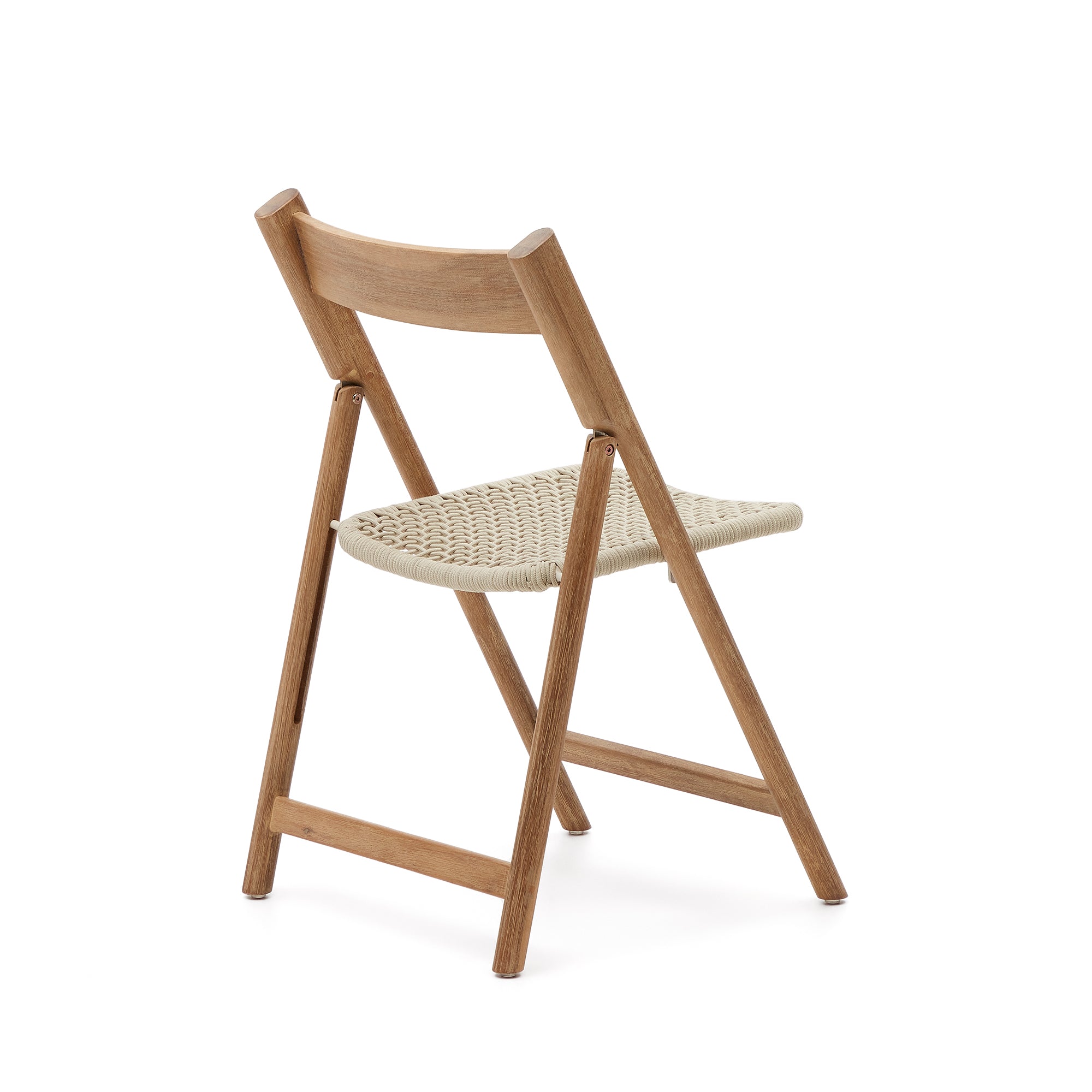 Dandara solid acacia wood folding chair, steel structure and white cord, FSC 100% - Product Image
