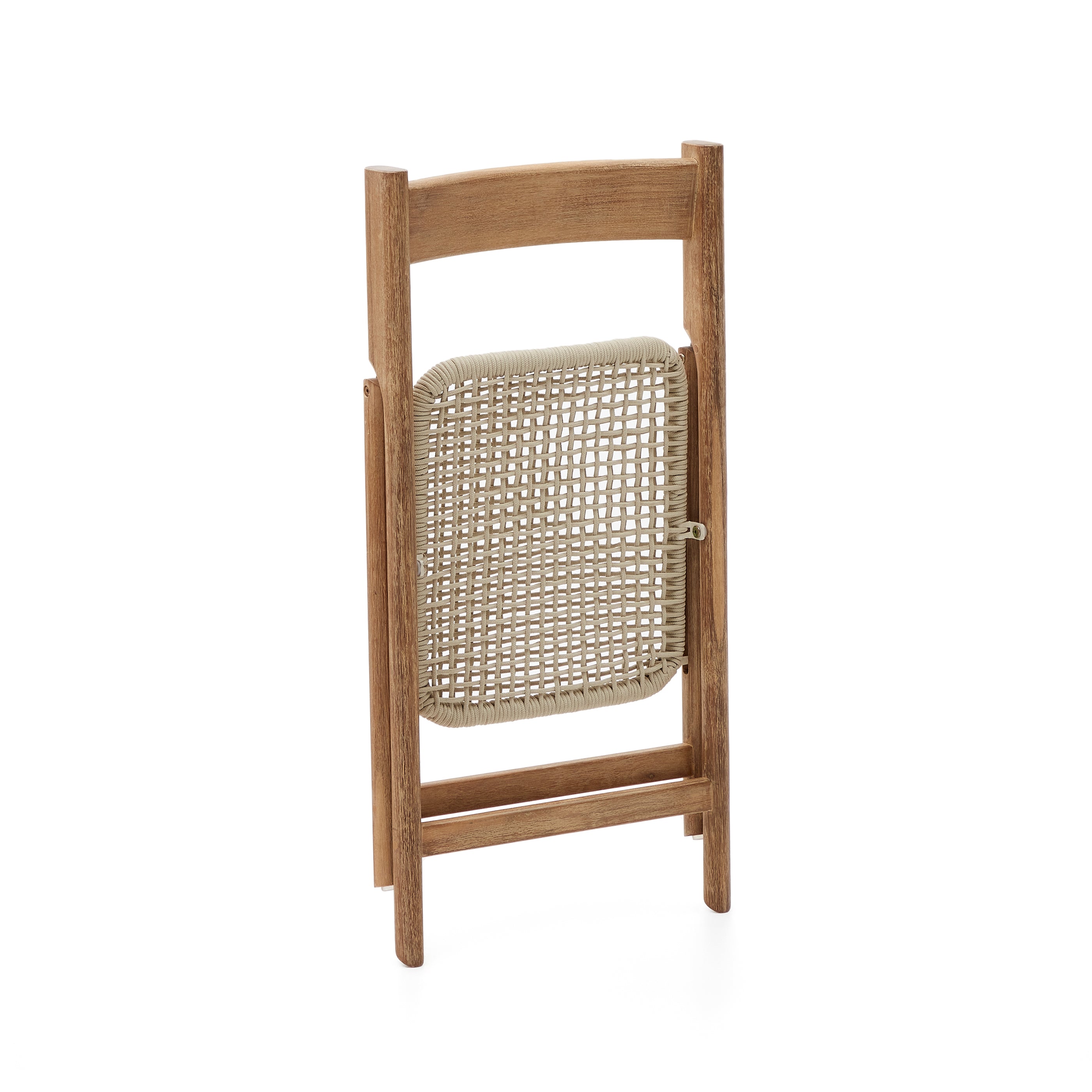 Dandara solid acacia wood folding chair, steel structure and white cord, FSC 100% - Product Image