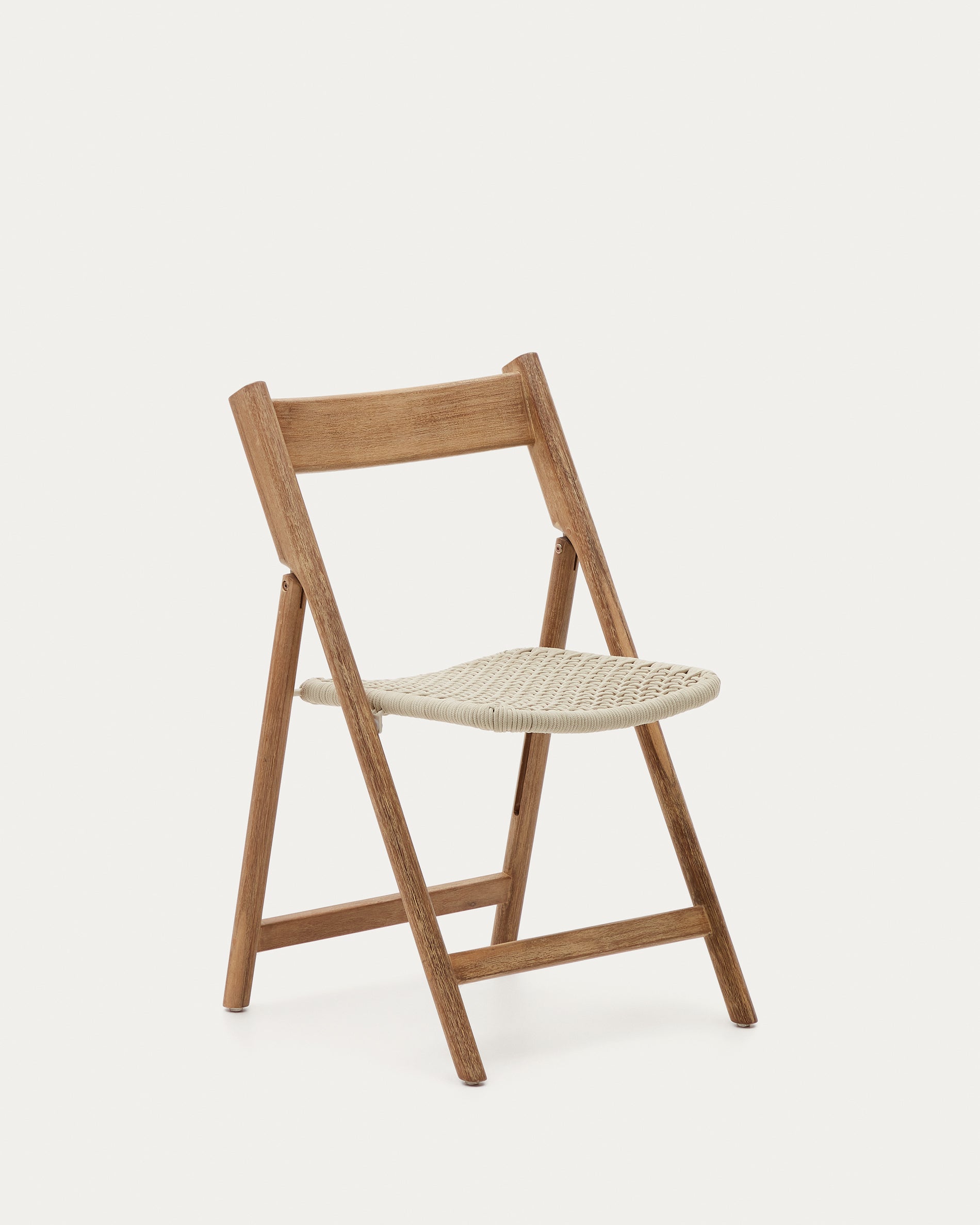 Dandara solid acacia wood folding chair, steel structure and white cord, FSC 100% - Product View