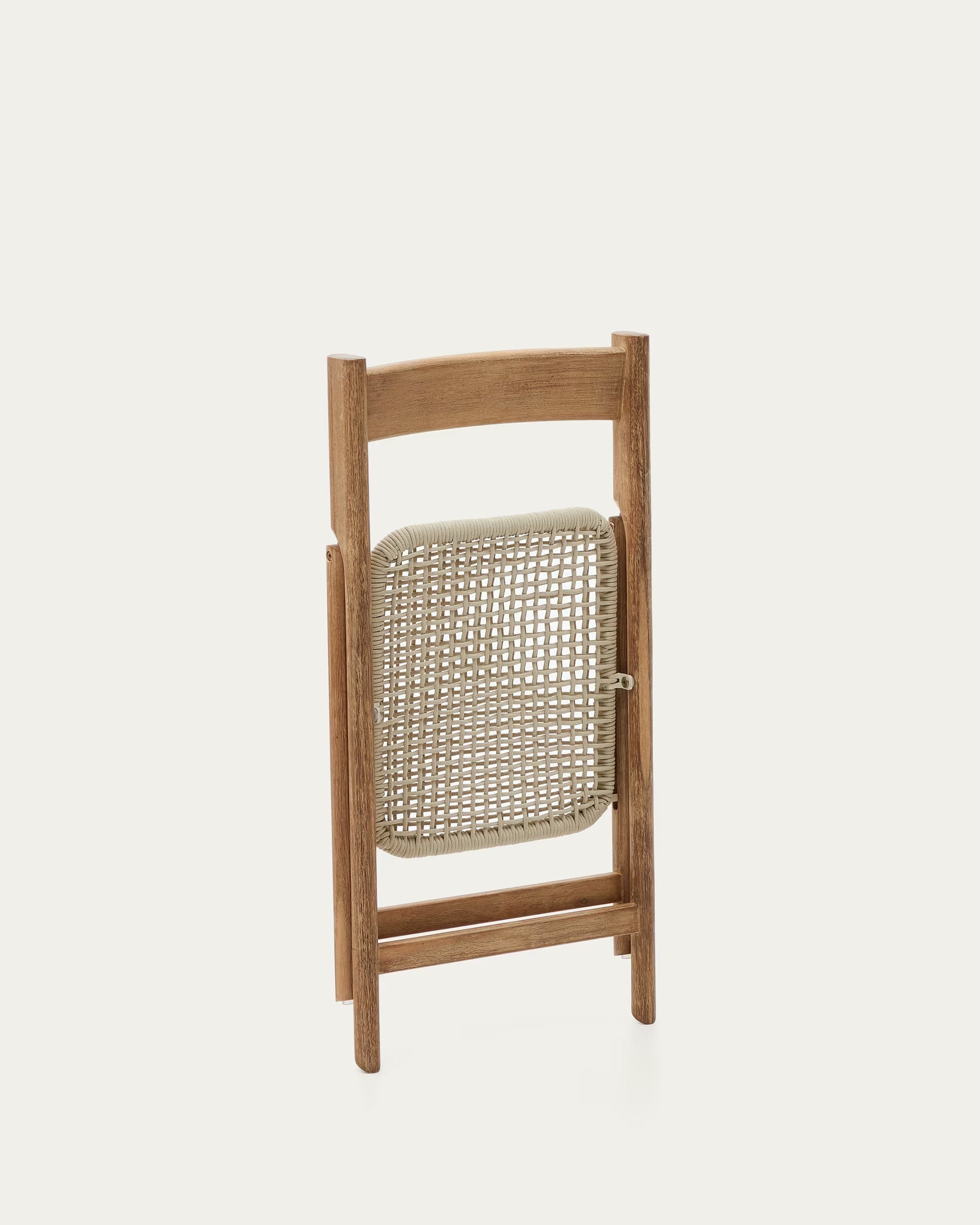 Dandara solid acacia wood folding chair, steel structure and white cord, 100% FSC