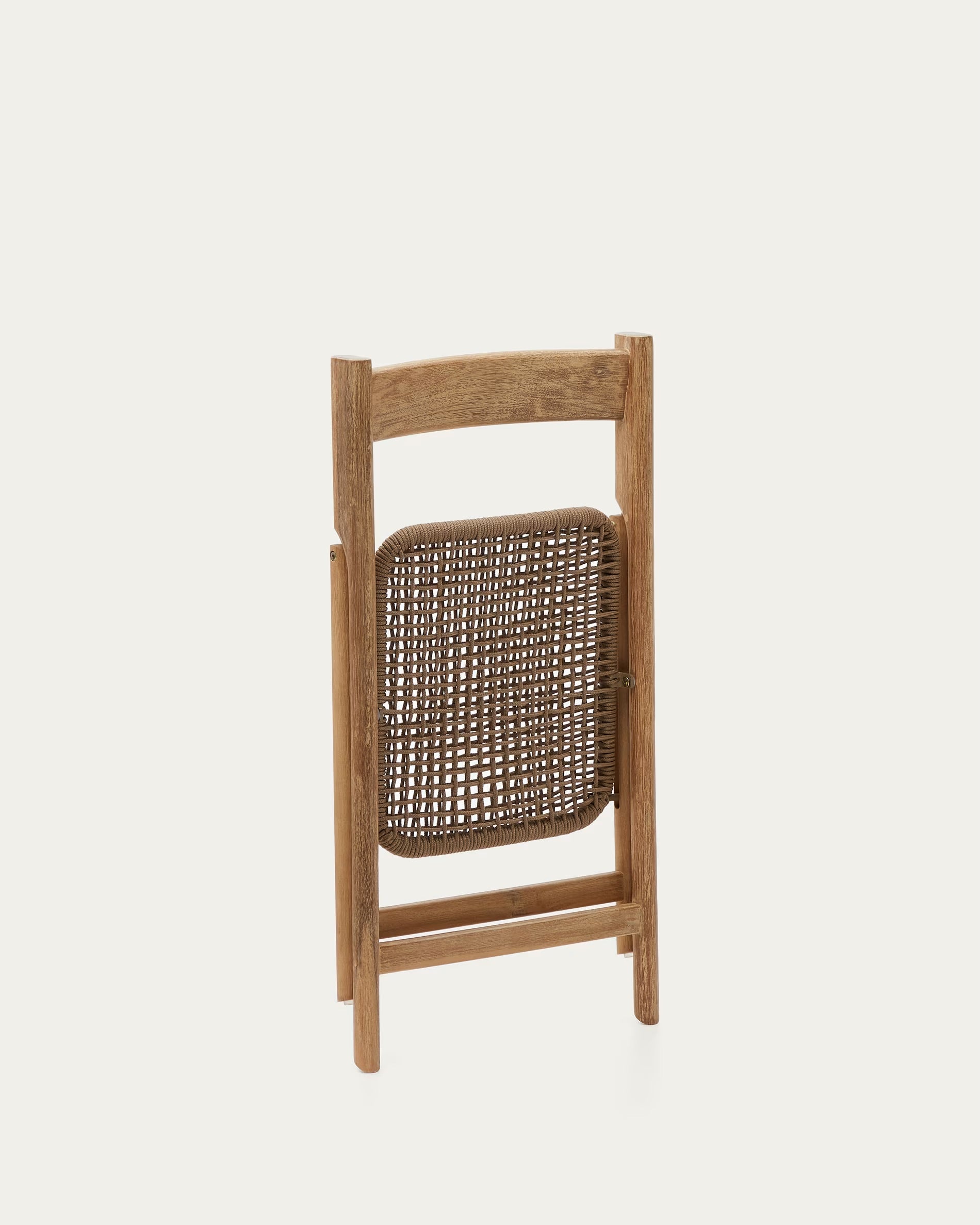 Dandara solid acacia wood folding chair, steel structure and beige cord, 100% FSC