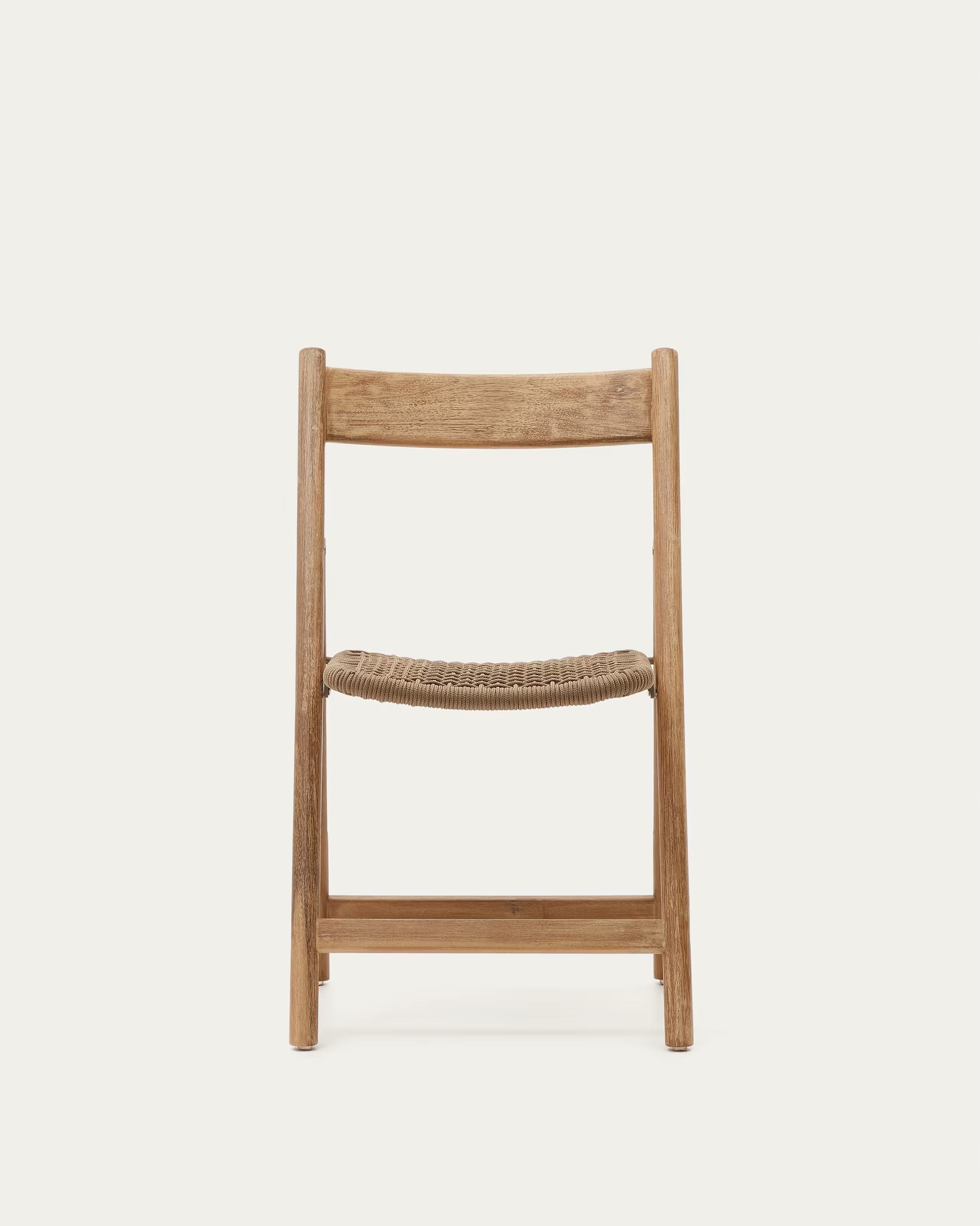 Dandara solid acacia wood folding chair, steel structure and beige cord, 100% FSC