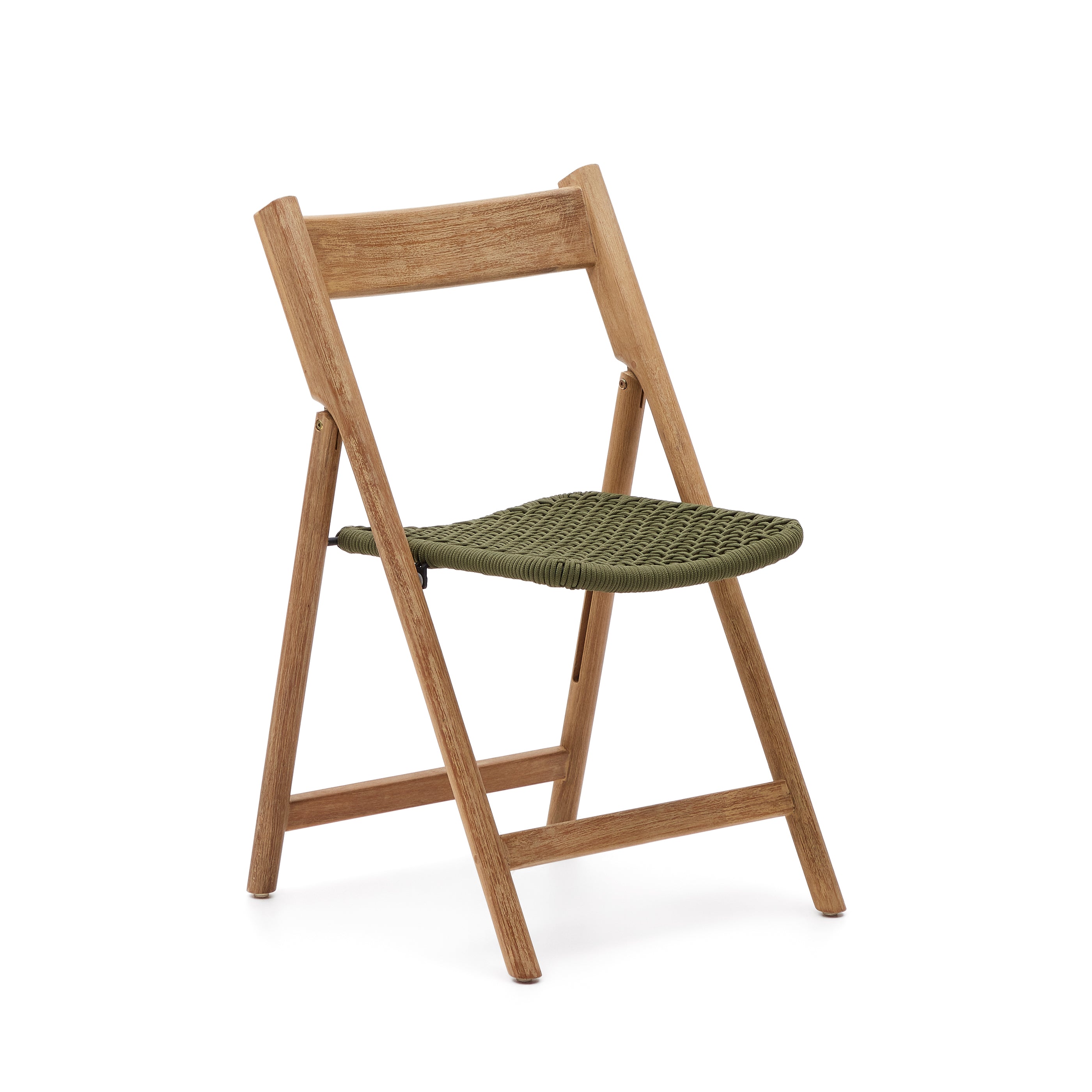 Dandara folding chair in solid acacia wood with steel structure and green cord FSC 100% - Product Image
