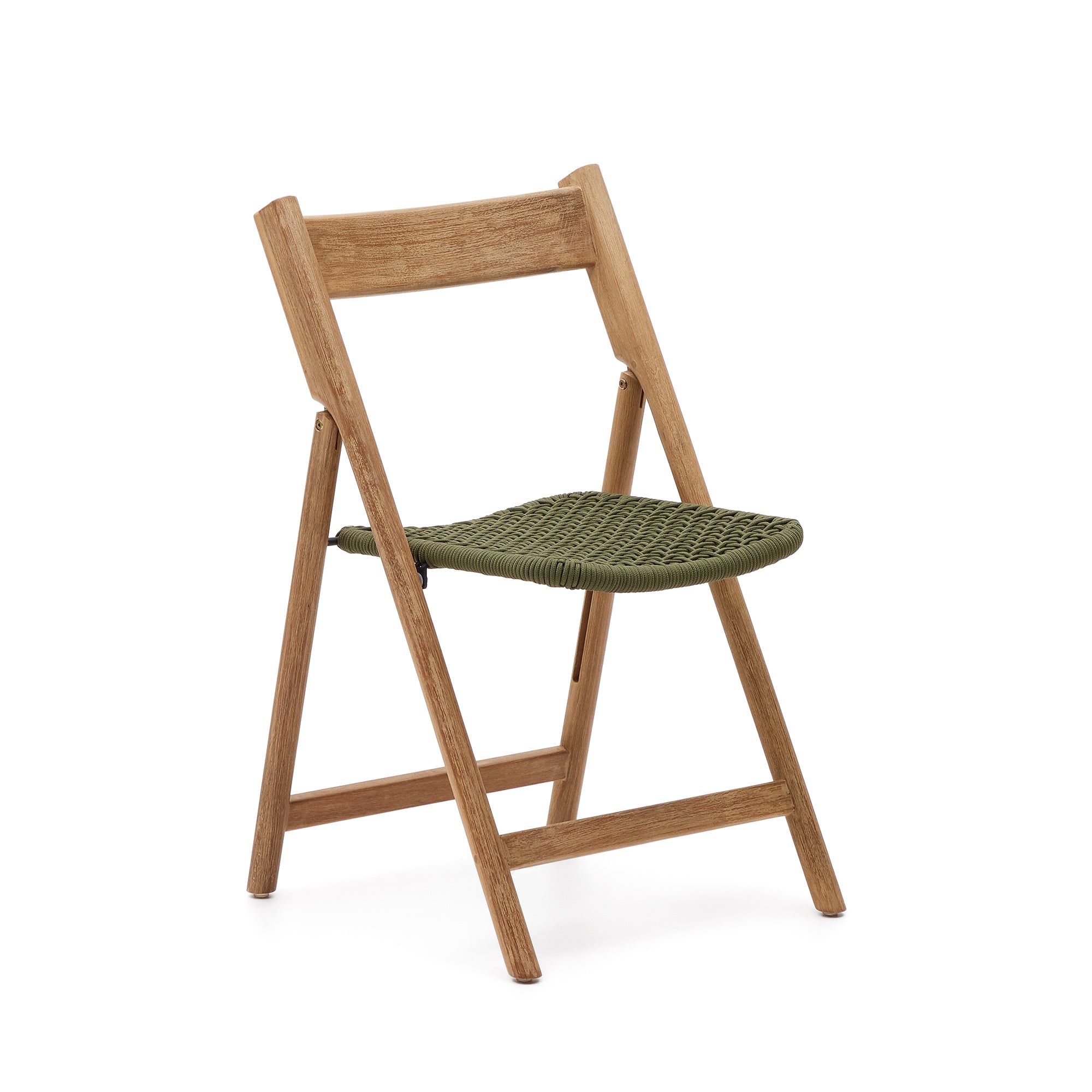 Dandara folding chair in solid acacia wood with steel structure and green cord FSC 100% - Product Image