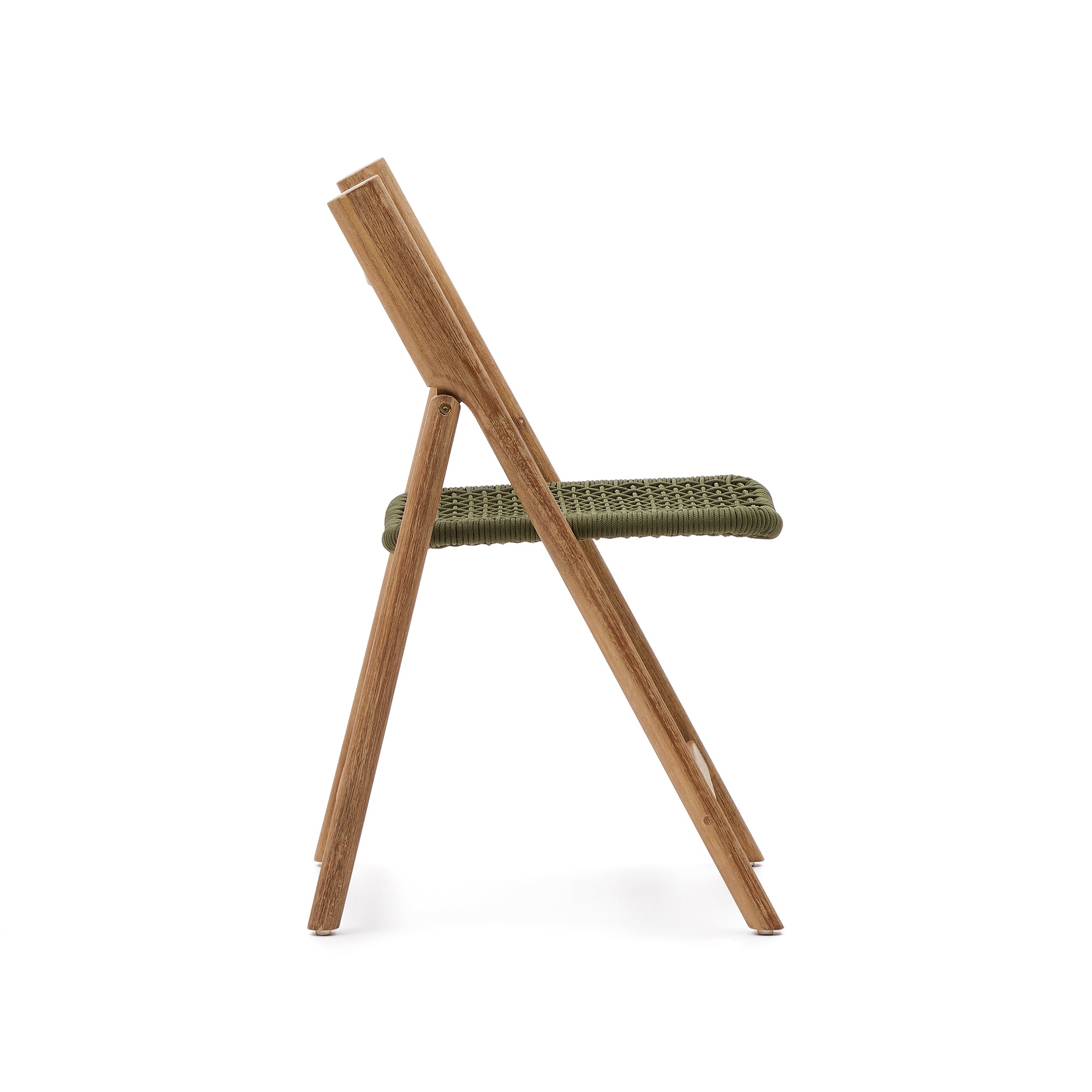 Dandara folding chair in solid acacia wood with steel structure and green cord FSC 100% - Product Image