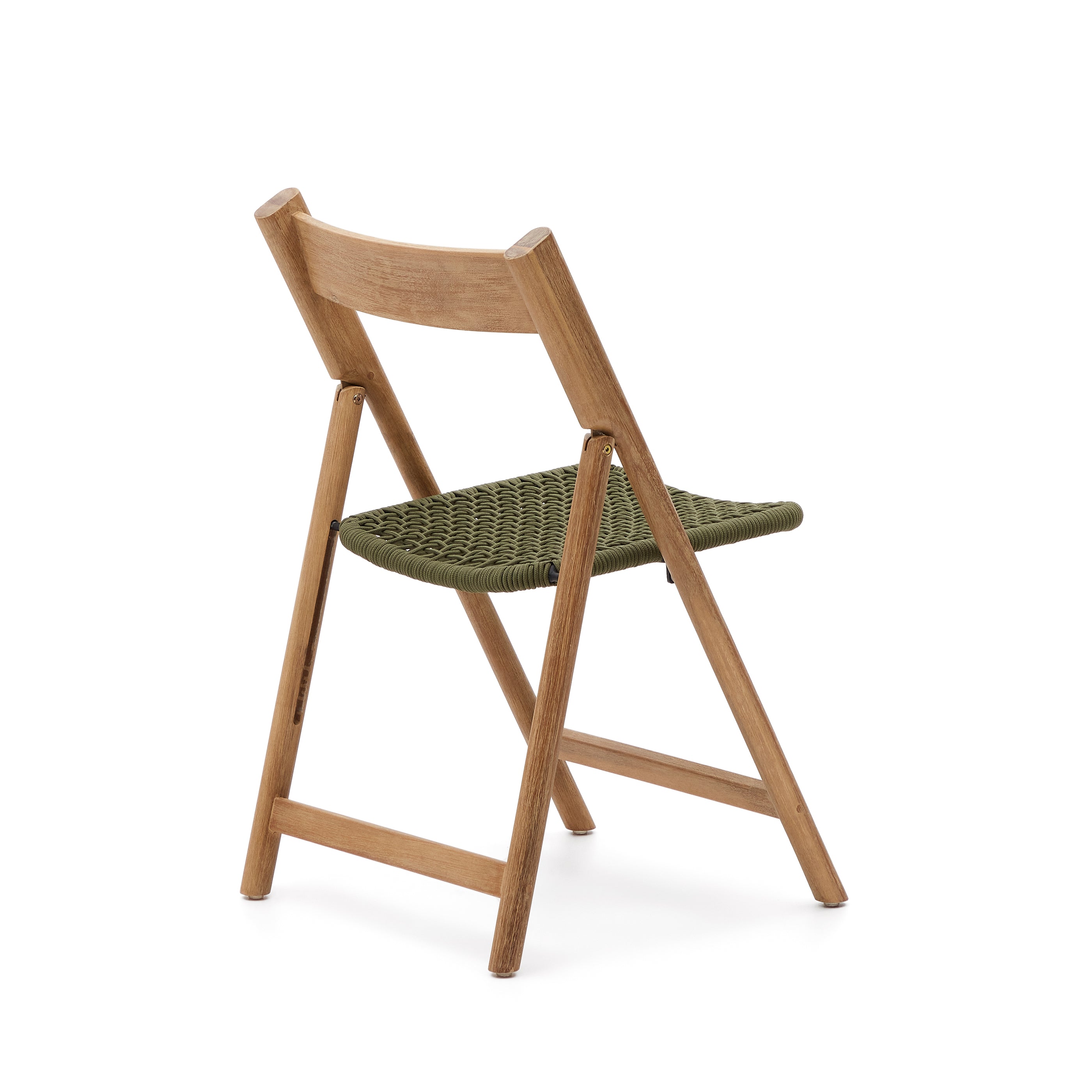 Dandara folding chair in solid acacia wood with steel structure and green cord FSC 100% - Product Image