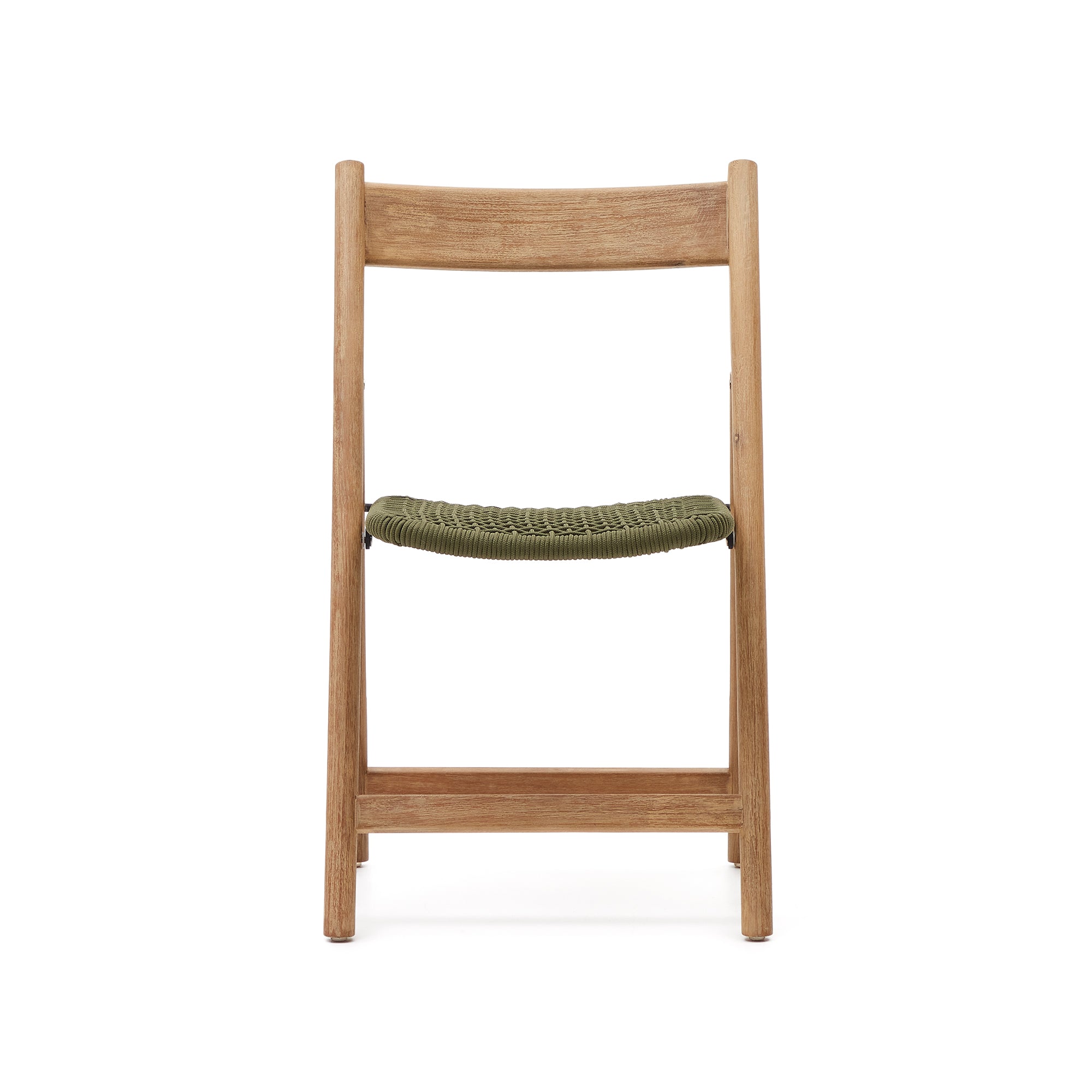 Dandara folding chair in solid acacia wood with steel structure and green cord FSC 100% - Product Image