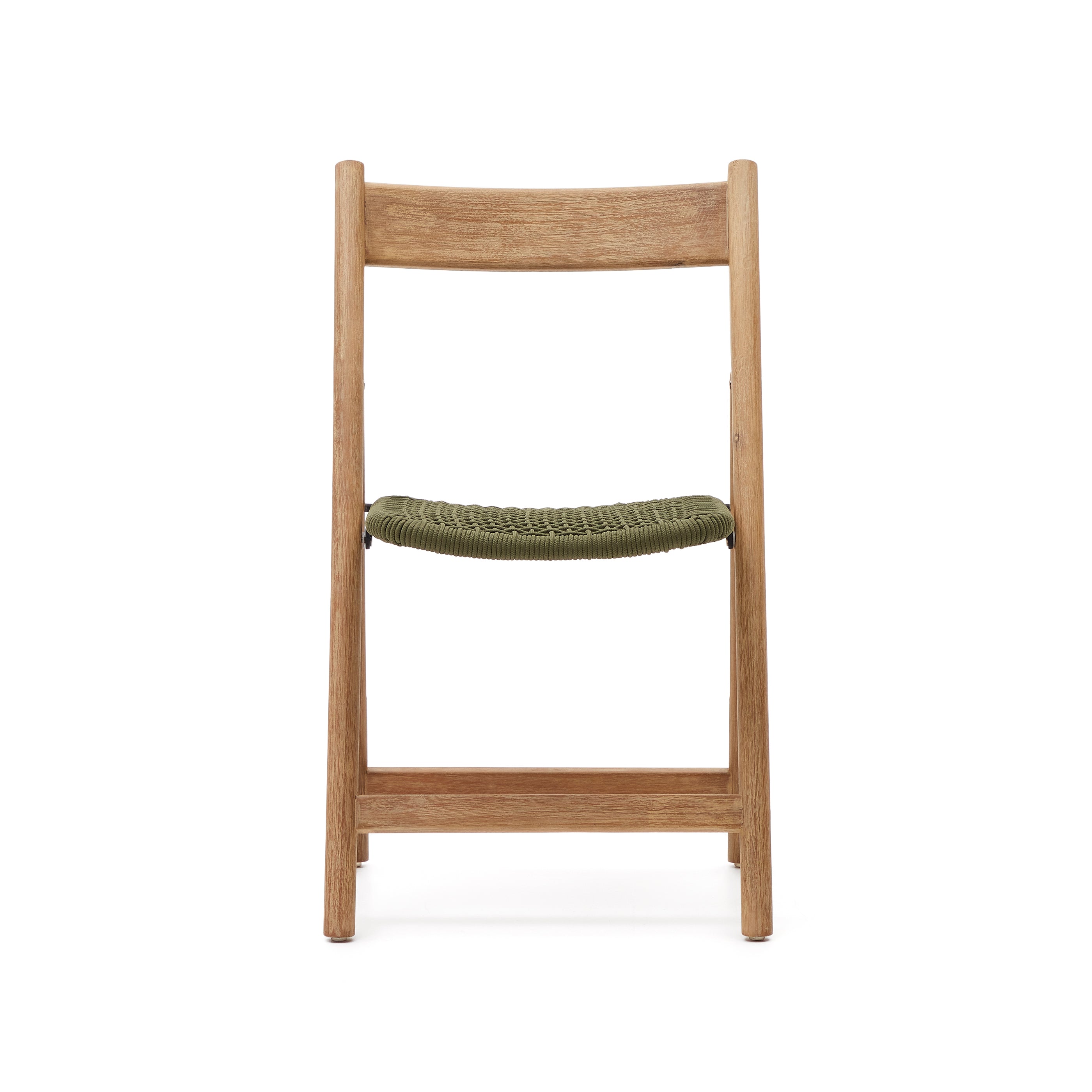 Dandara folding chair in solid acacia wood with steel structure and green cord FSC 100% - Product Image