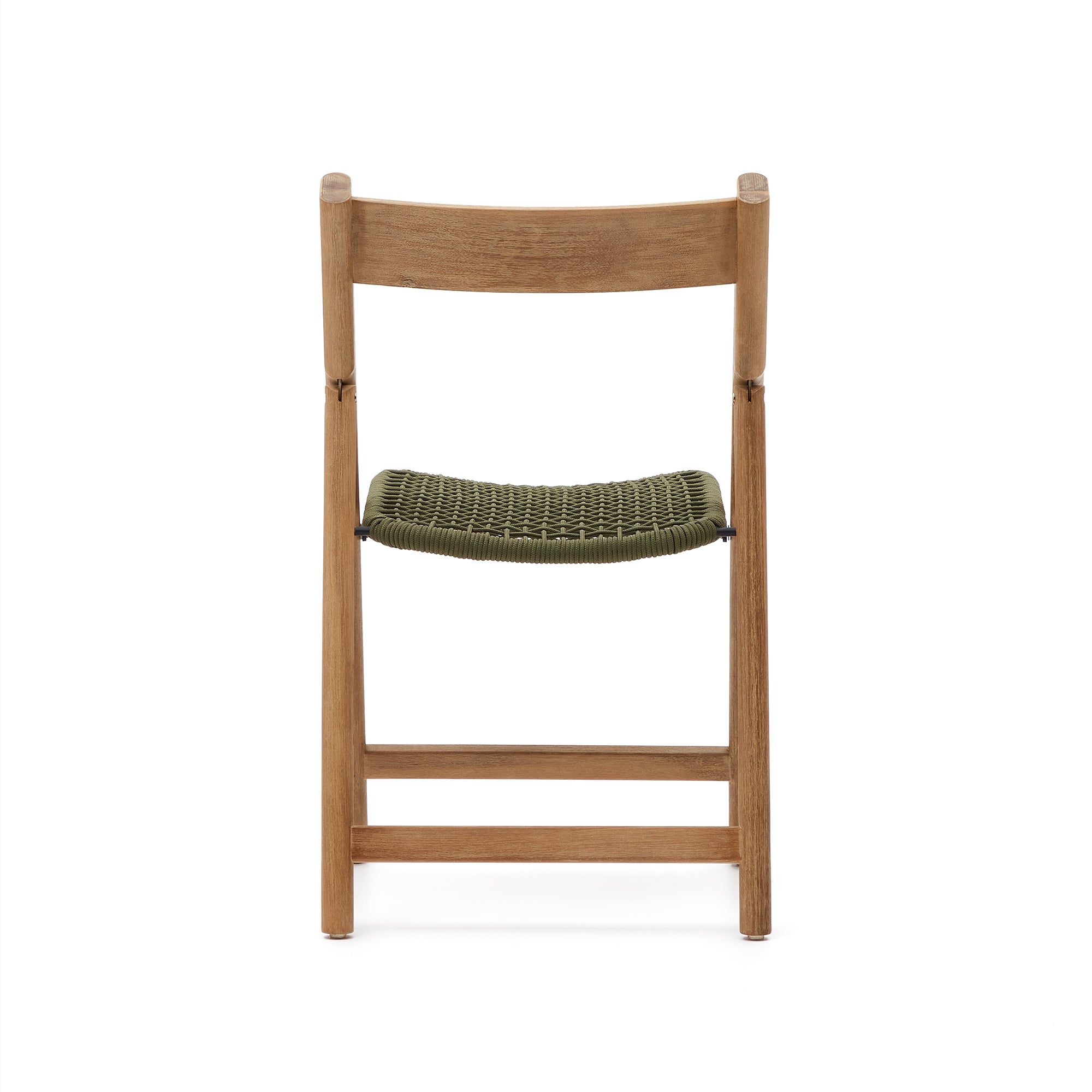 Dandara folding chair in solid acacia wood with steel structure and green cord FSC 100% - Product Image