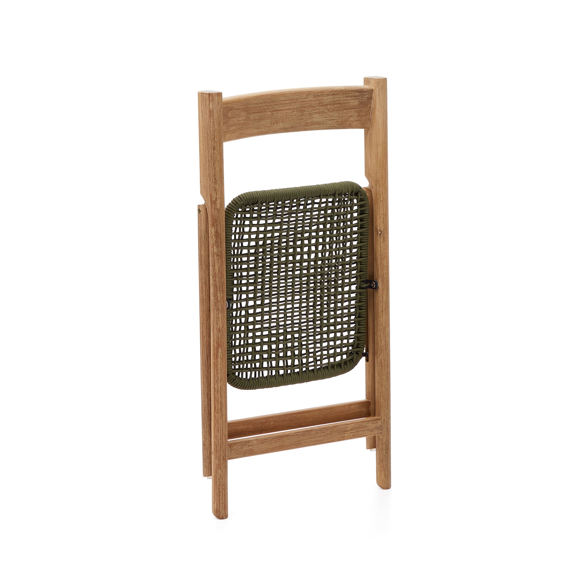 Dandara folding chair in solid acacia wood with steel structure and green cord FSC 100% - Product Image