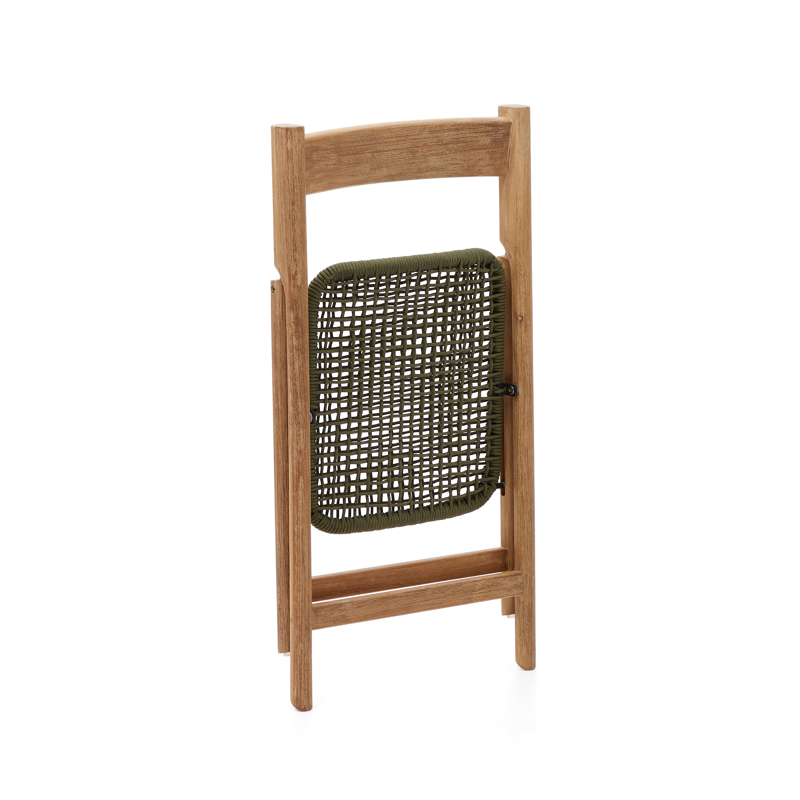 Dandara folding chair in solid acacia wood with steel structure and green cord FSC 100% - Product Image