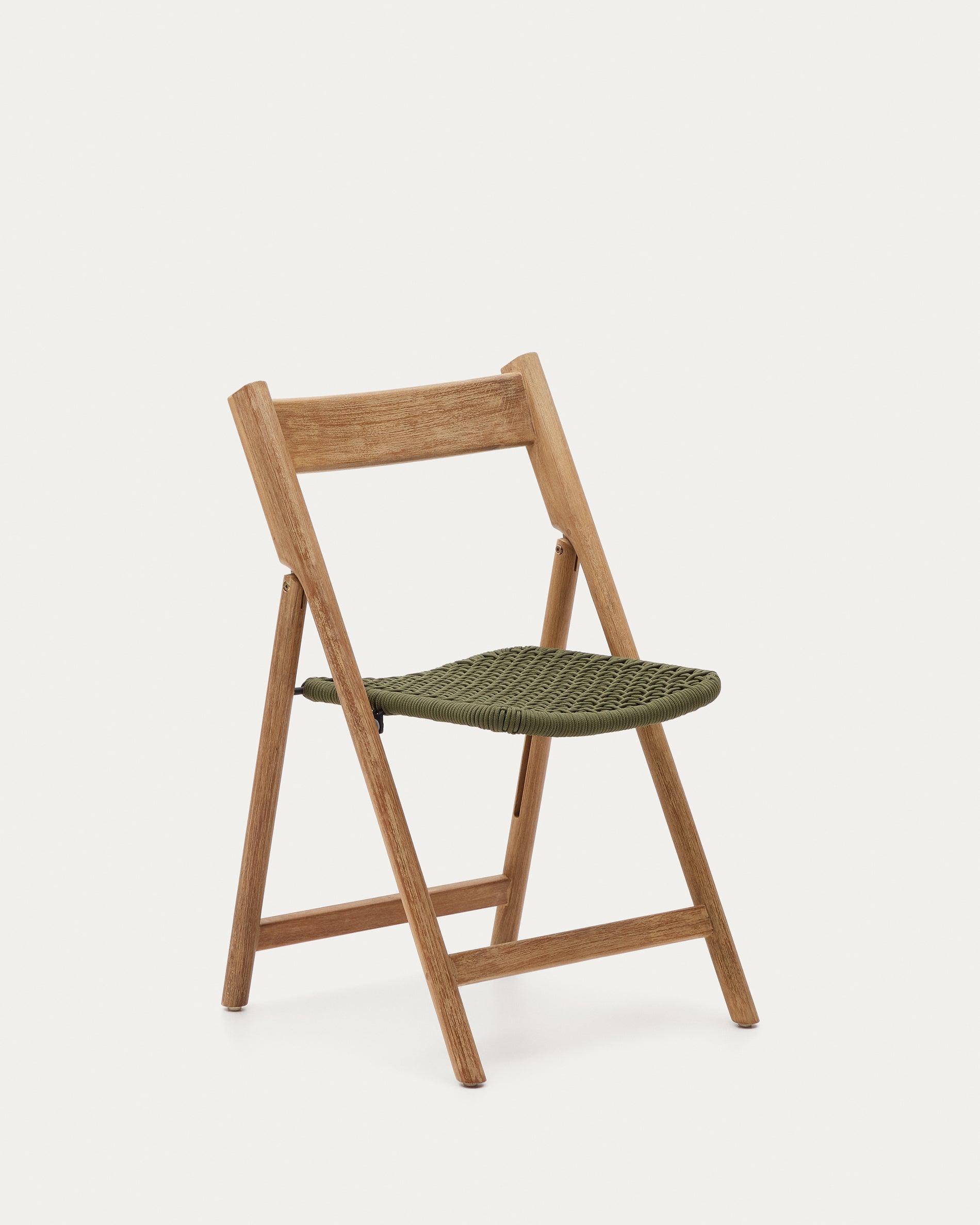 Dandara folding chair in solid acacia wood with steel structure and green cord FSC 100% - Product View