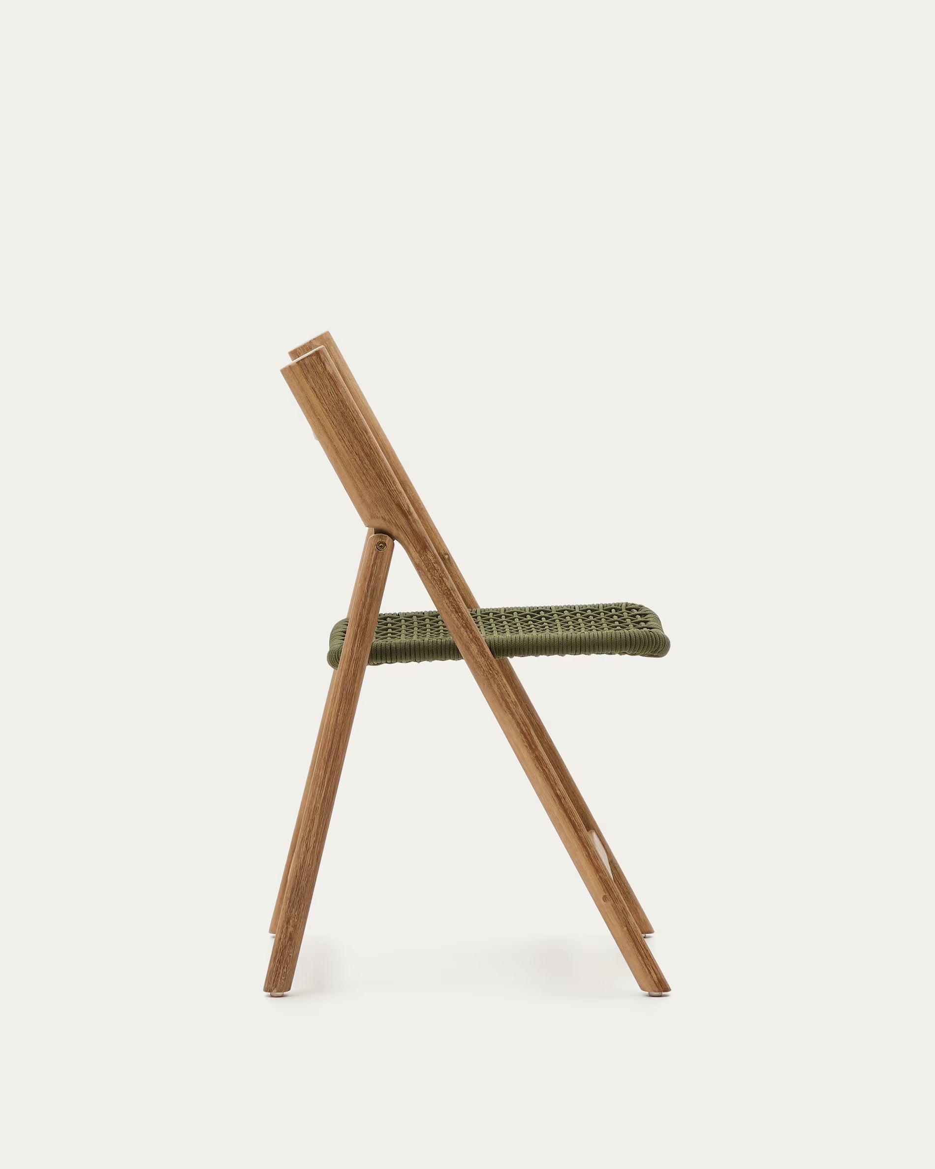 Dandara solid acacia wood folding chair, steel structure and green cord, 100% FSC