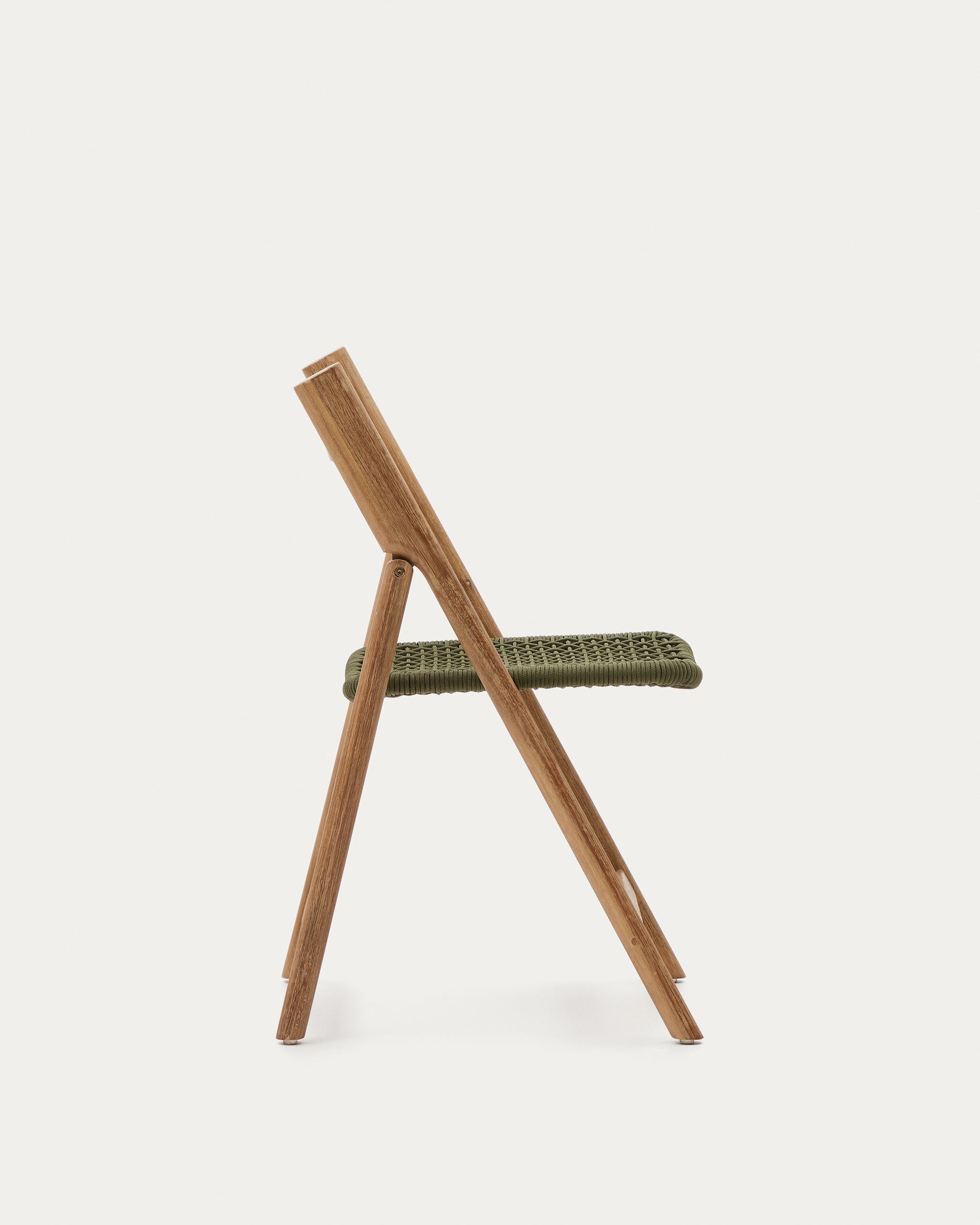 Dandara folding chair in solid acacia wood with steel structure and green cord FSC 100% - Product View