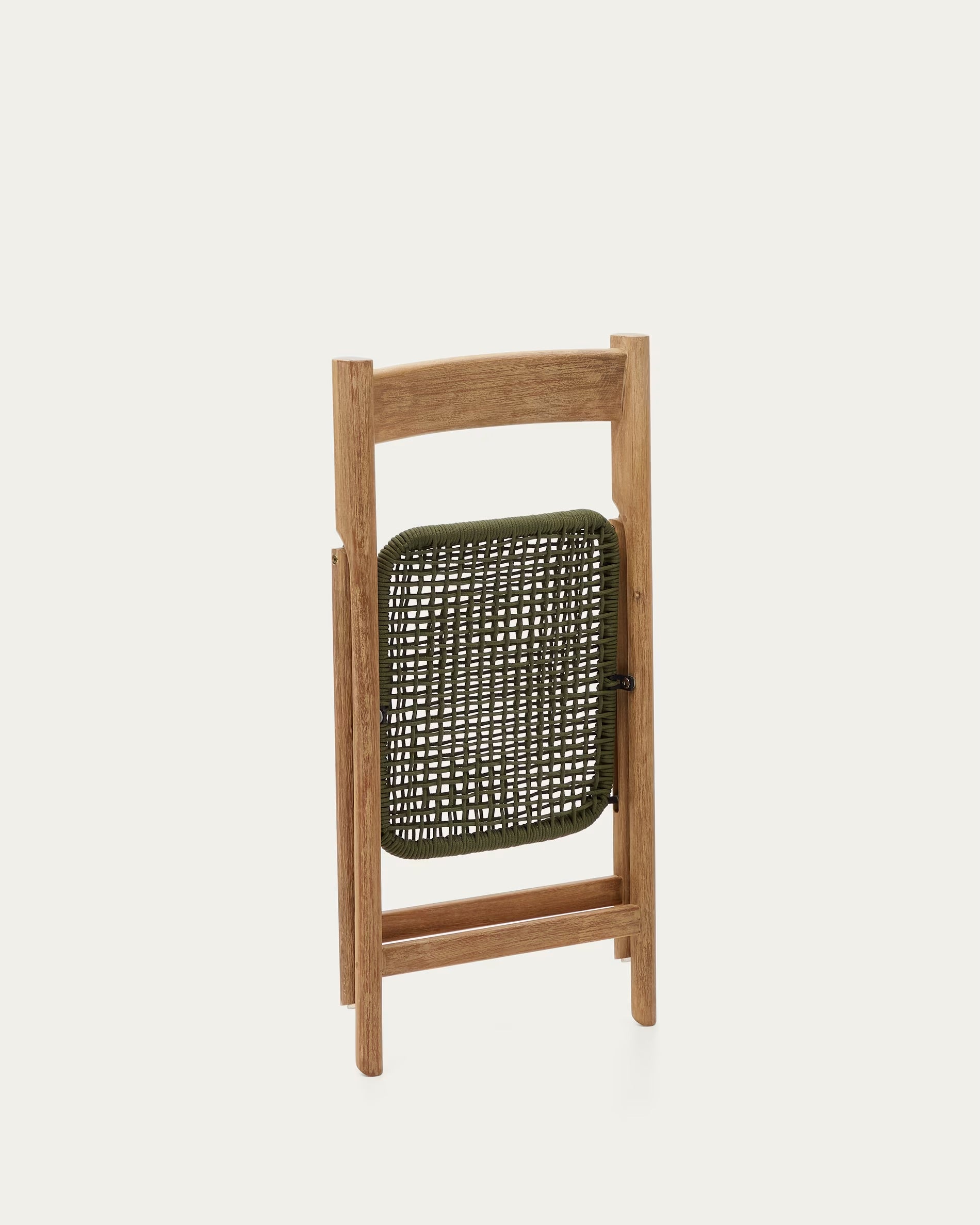 Dandara solid acacia wood folding chair, steel structure and green cord, 100% FSC