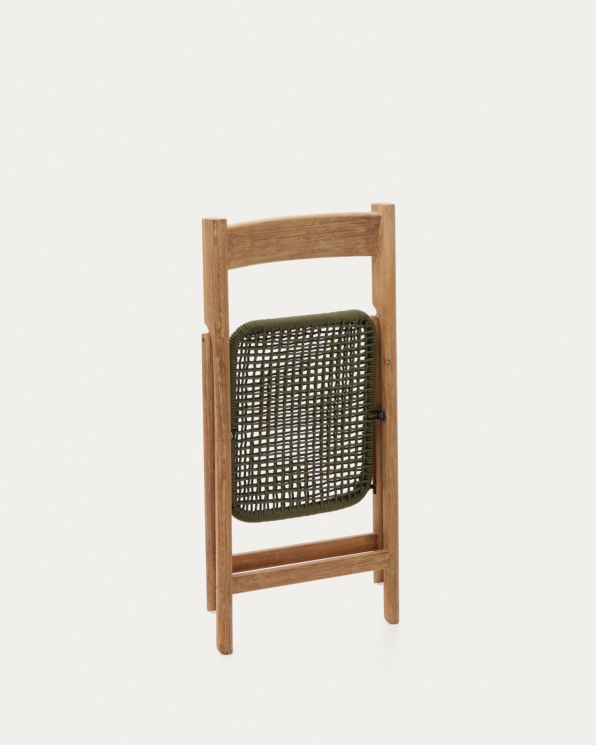 Dandara folding chair in solid acacia wood with steel structure and green cord FSC 100% - Product View