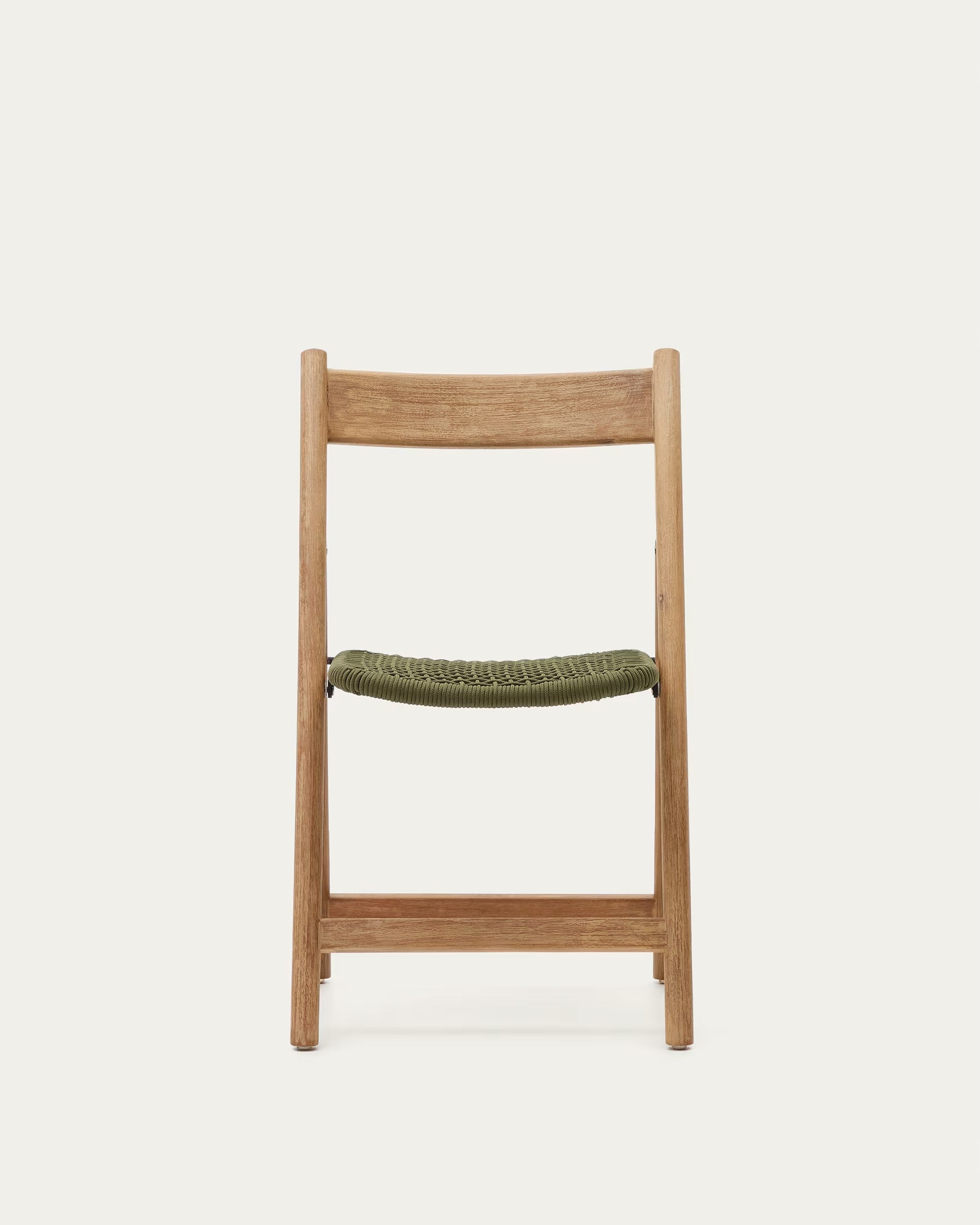 Dandara solid acacia wood folding chair, steel structure and green cord, 100% FSC