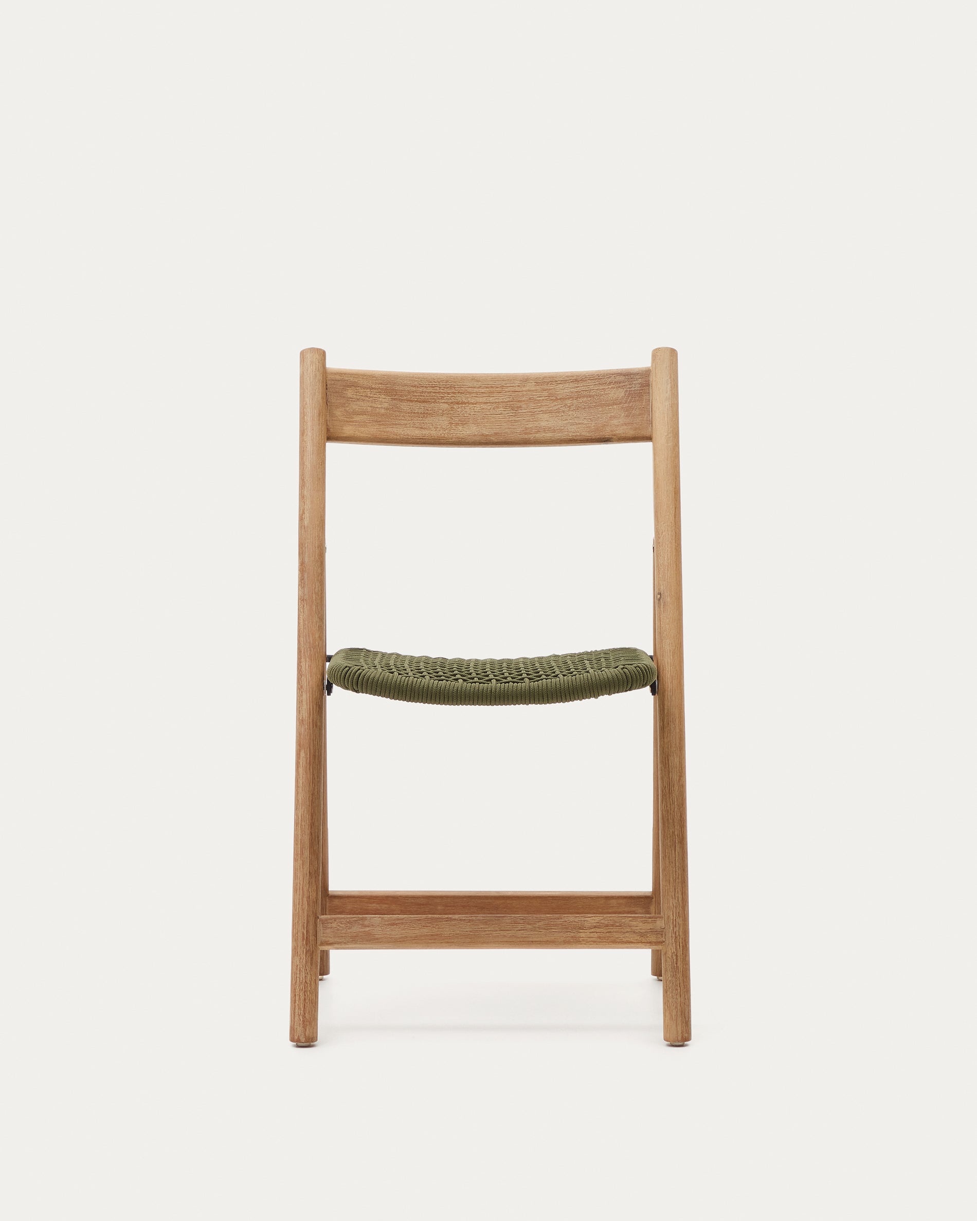 Dandara folding chair in solid acacia wood with steel structure and green cord FSC 100% - Product View