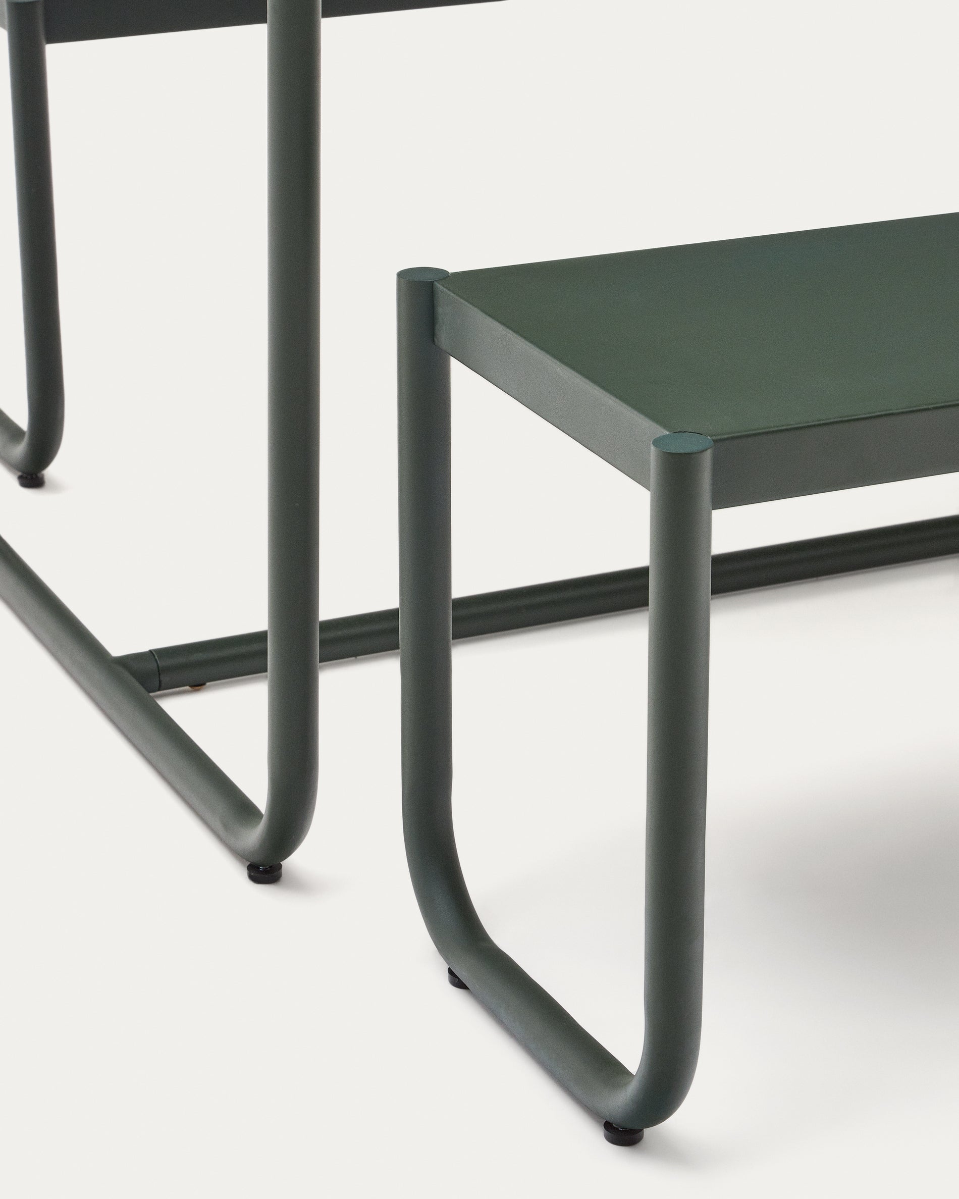 Sotil 2 bench and galvanized steel table set with green finish 183 x 83 cm