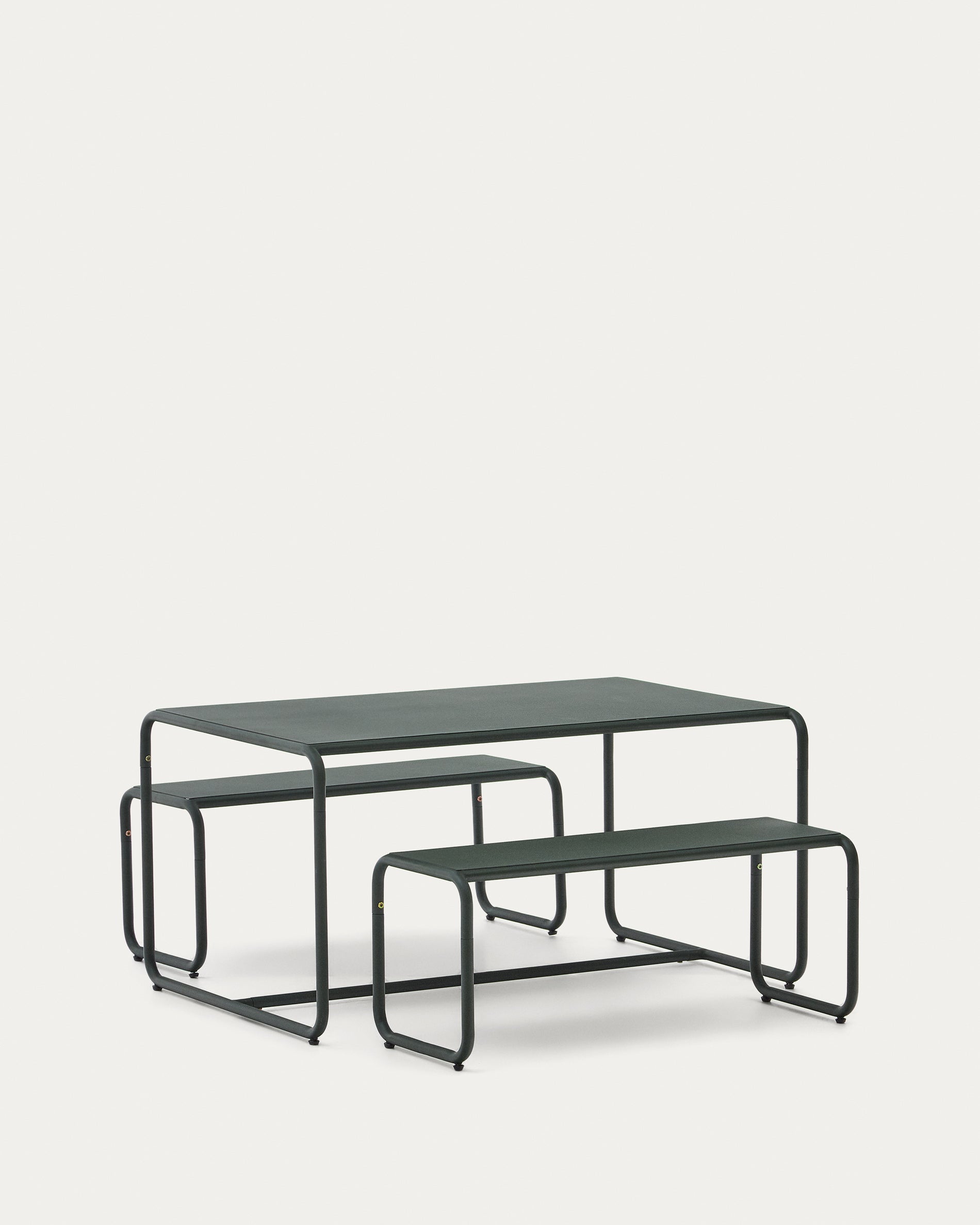 Sotil children's set 2 benches and galvanized steel table with green coating 95 x 62 cm