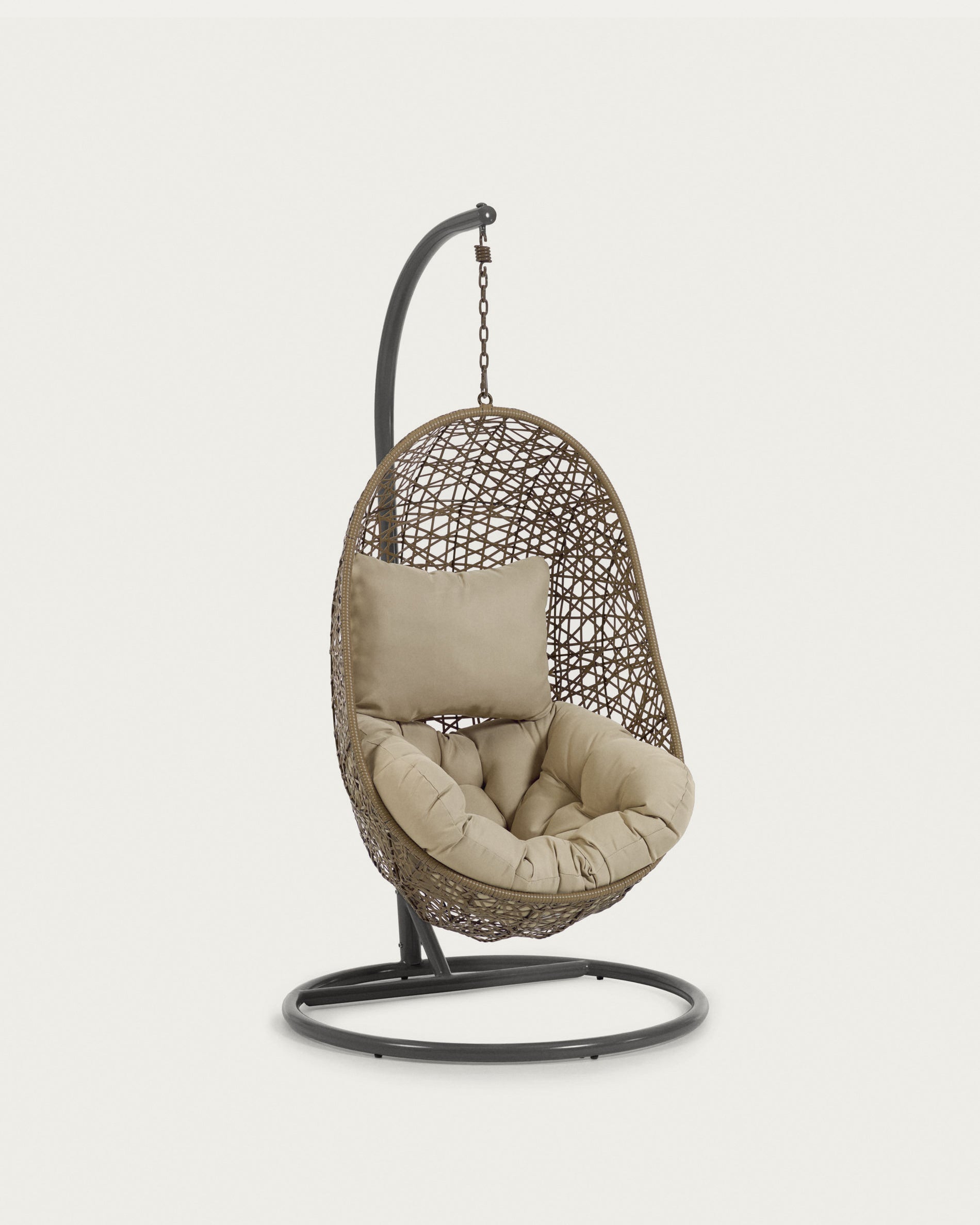 Hanging armchair with dark grey Florina brown feet - Product View