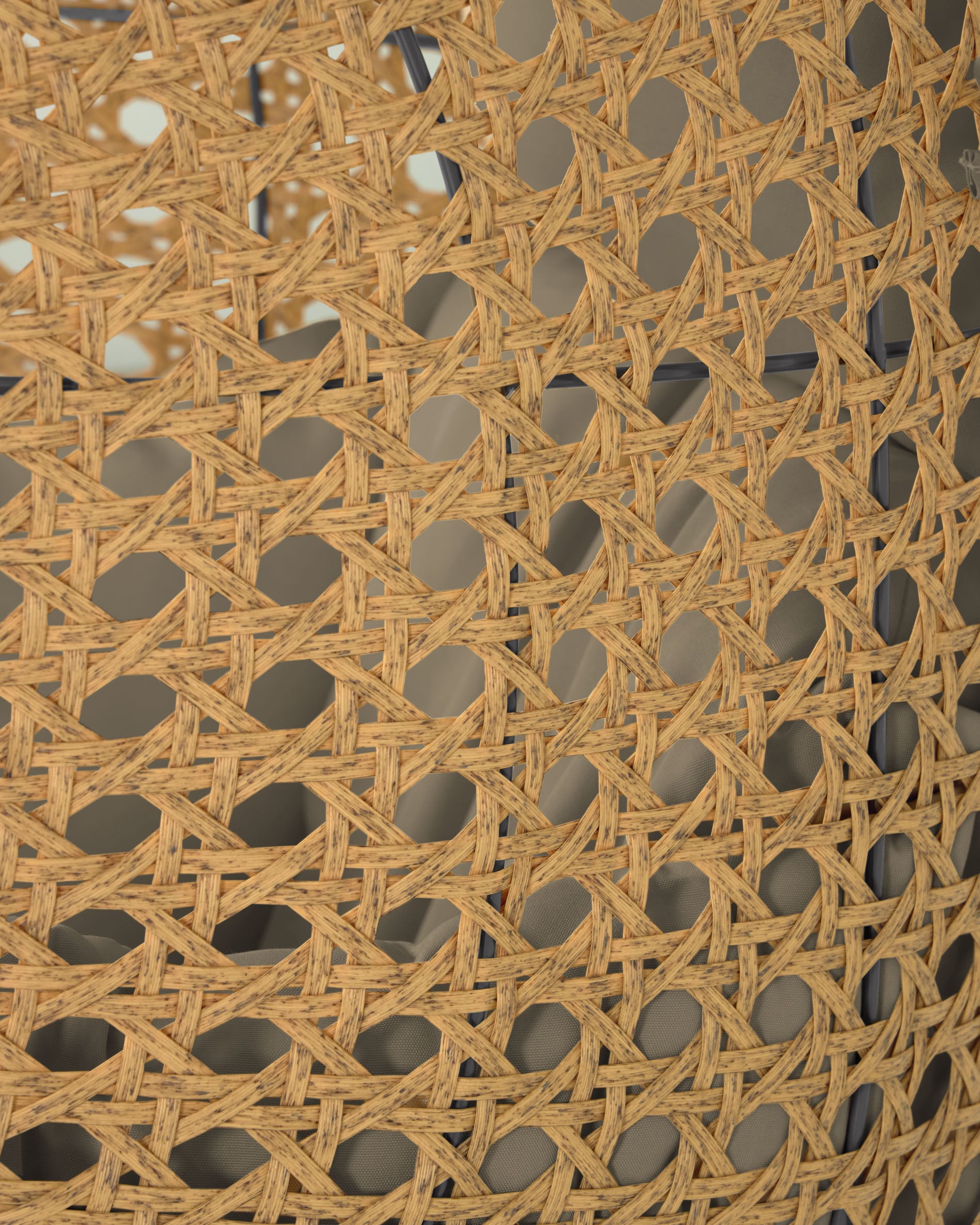 Cira light grey hanging armchair with natural finish - Detail