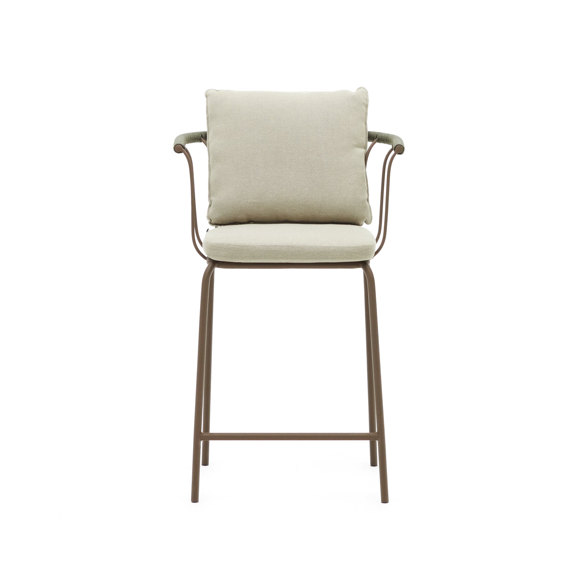 Salguer stackable stool in cord and steel with a brown painted finish, 66 cm - Product Image