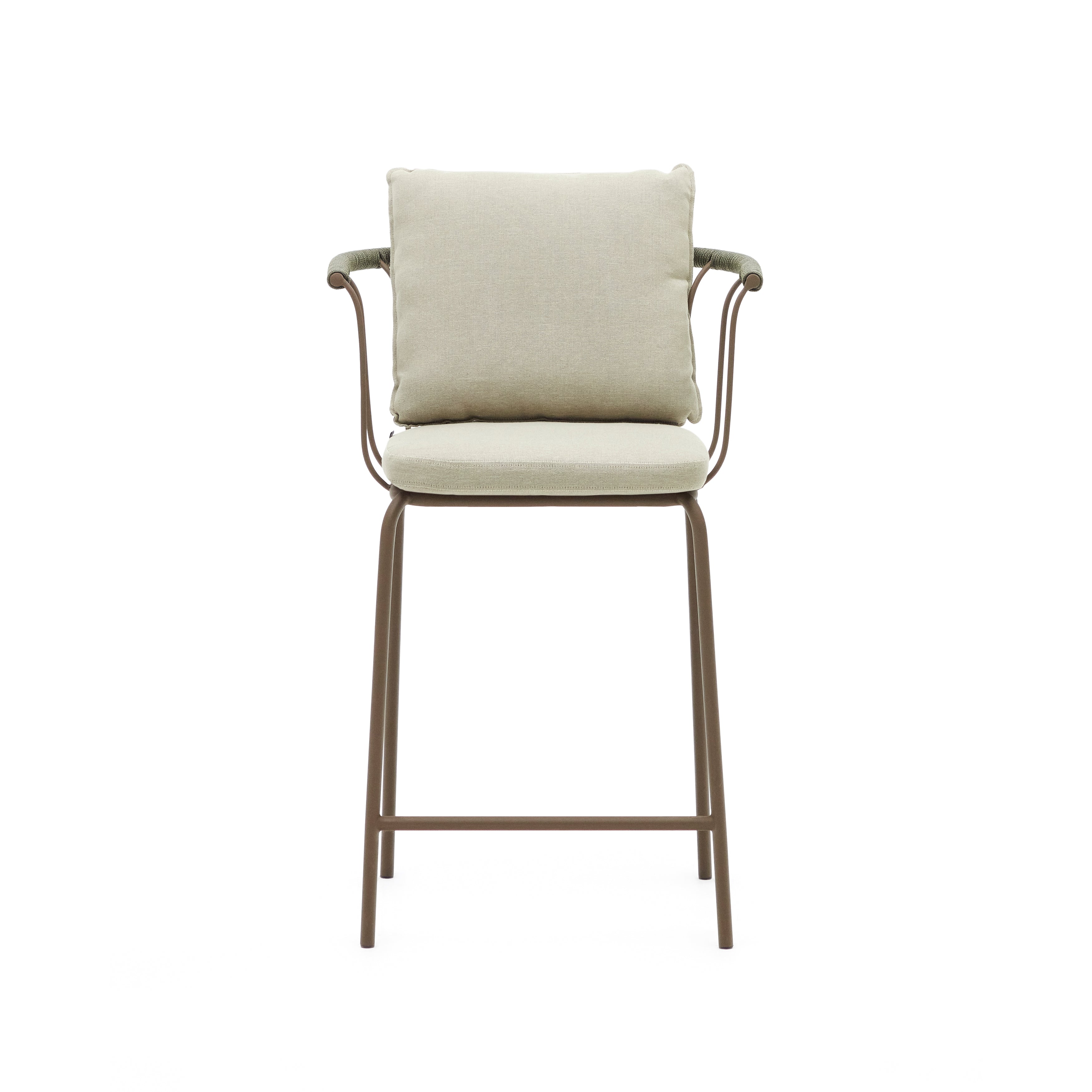 Salguer stackable stool in cord and steel with a brown painted finish, 66 cm - Product Image