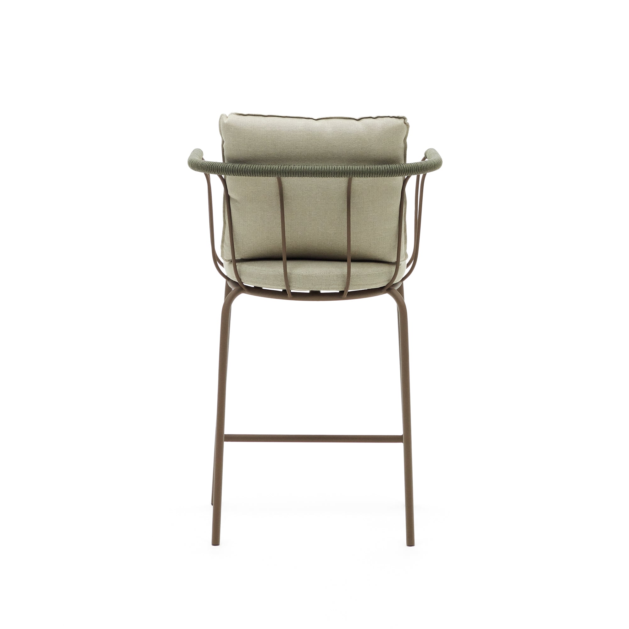 Salguer stackable stool in cord and steel with a brown painted finish, 66 cm - Product Image