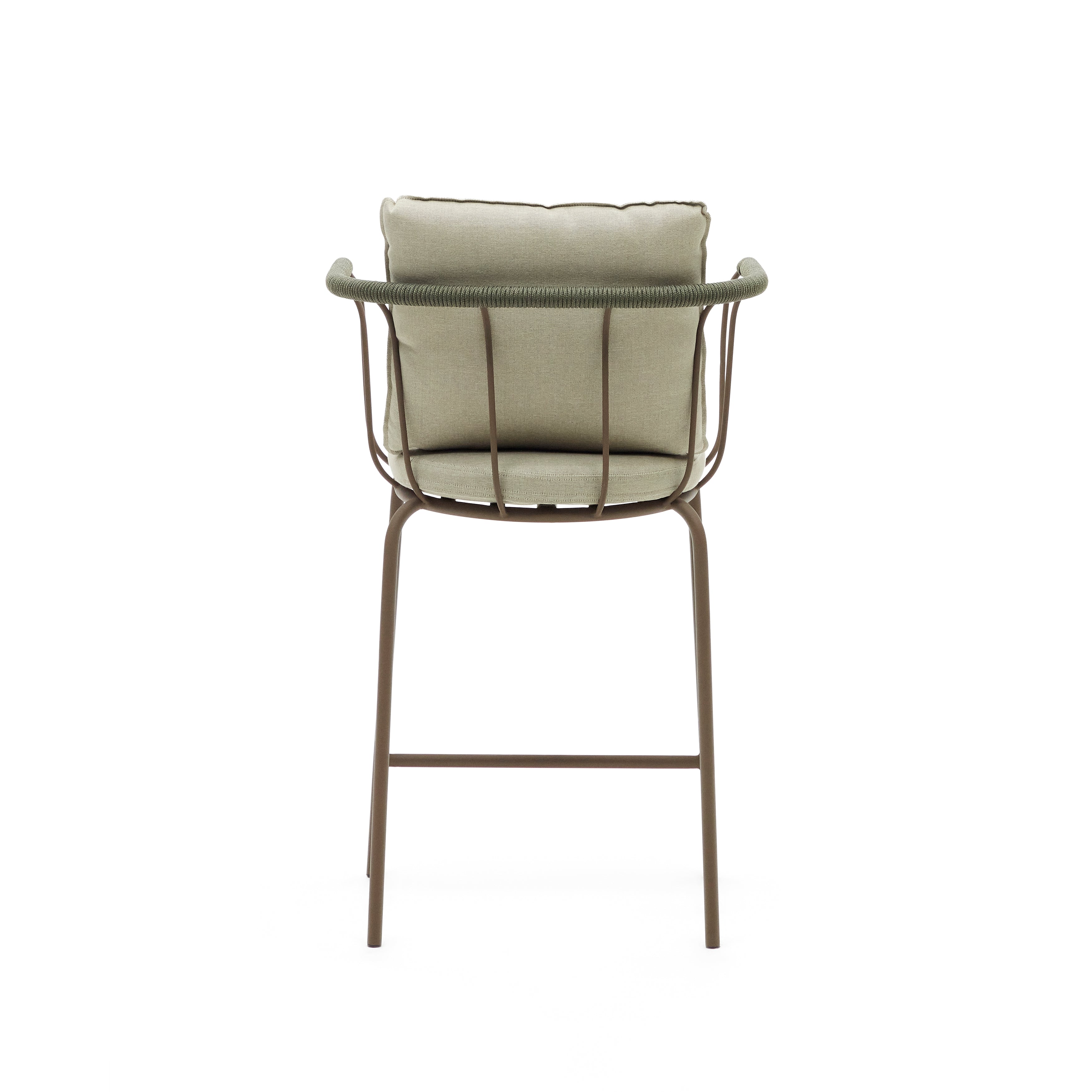 Salguer stackable stool in cord and steel with a brown painted finish, 66 cm - Product Image