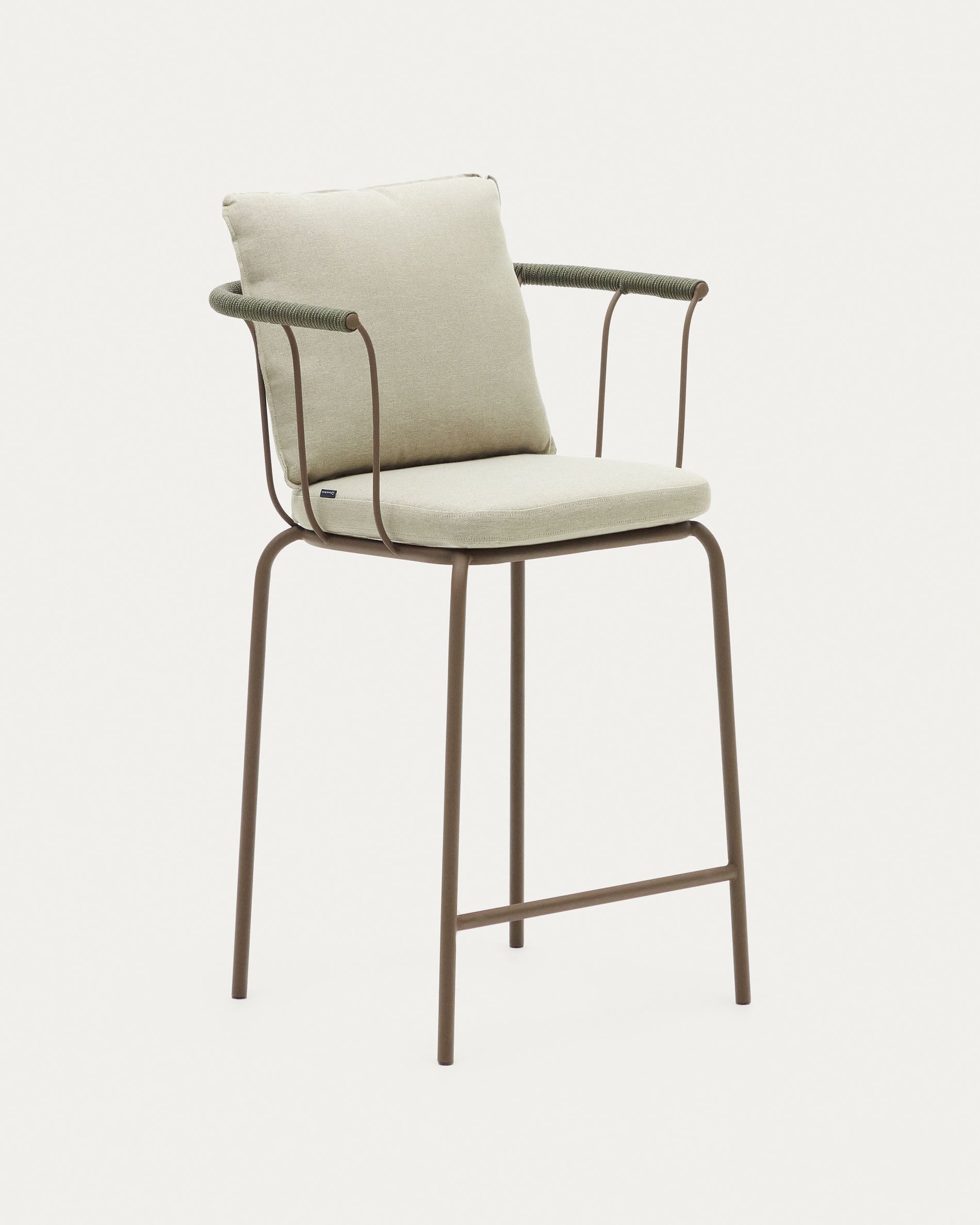 Salguer stackable stool in cord and steel with a brown painted finish, 66 cm - Product View
