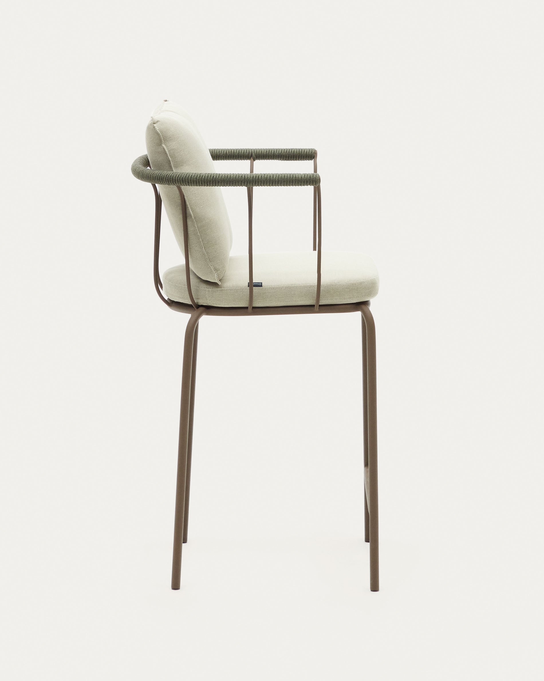 Salguer stackable stool in cord and steel with a brown painted finish, 66 cm - Product View