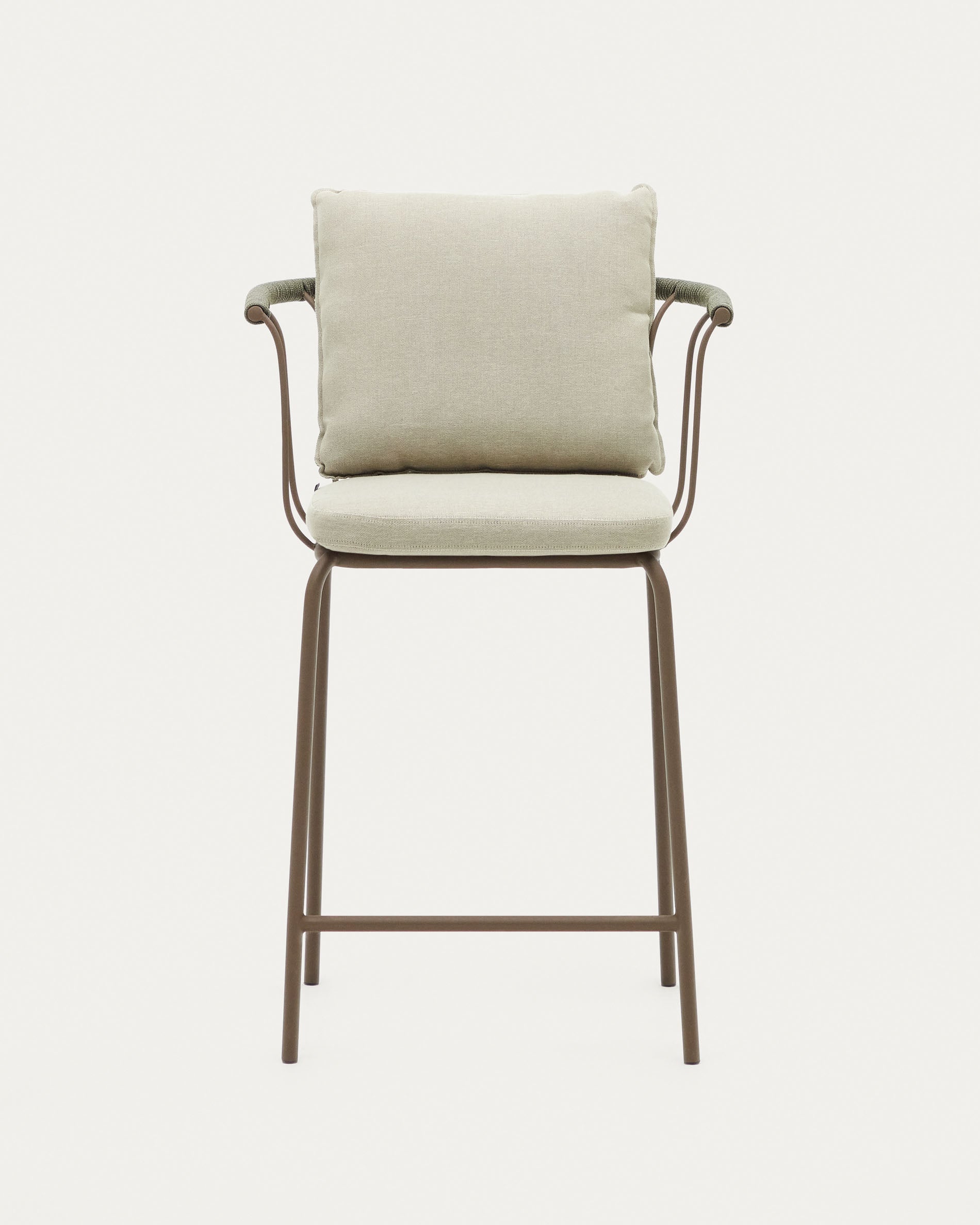 Salguer stackable stool in cord and steel with a brown painted finish, 66 cm - Product View