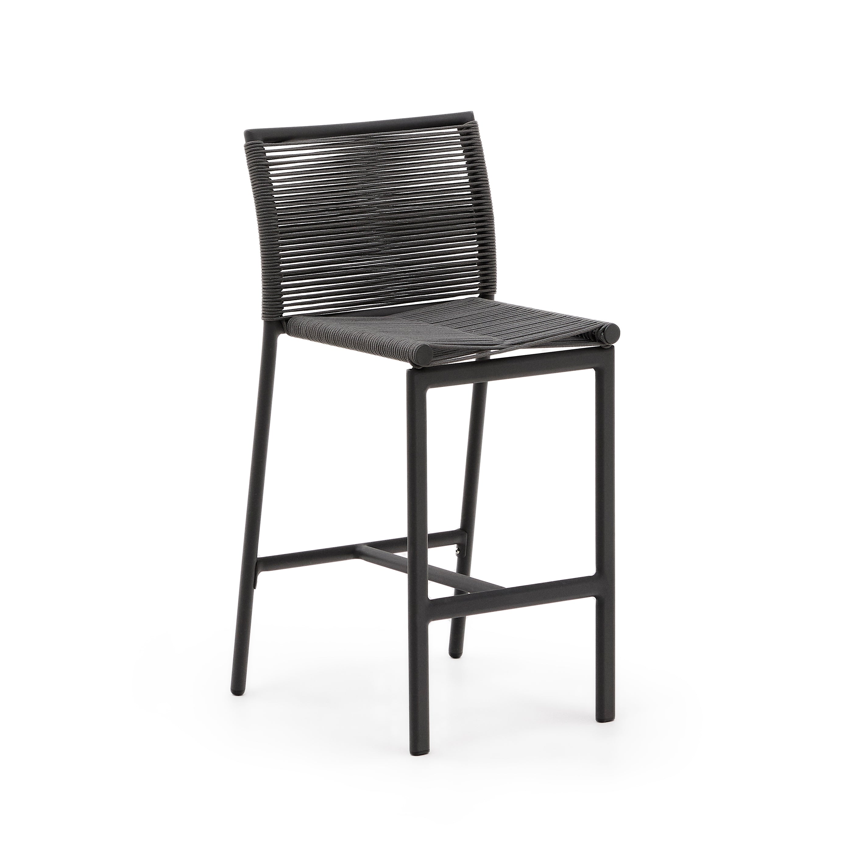 Culip outdoor stool made of rope cord and grey aluminum 65 cm - Product Image