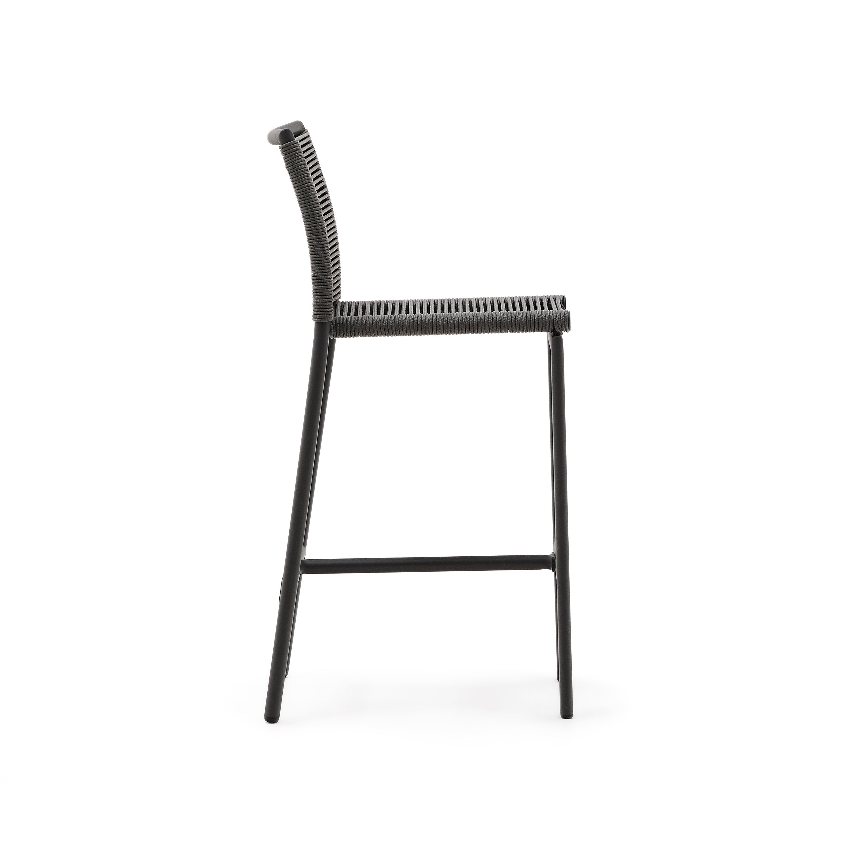 Culip outdoor stool made of rope cord and grey aluminum 65 cm - Product Image