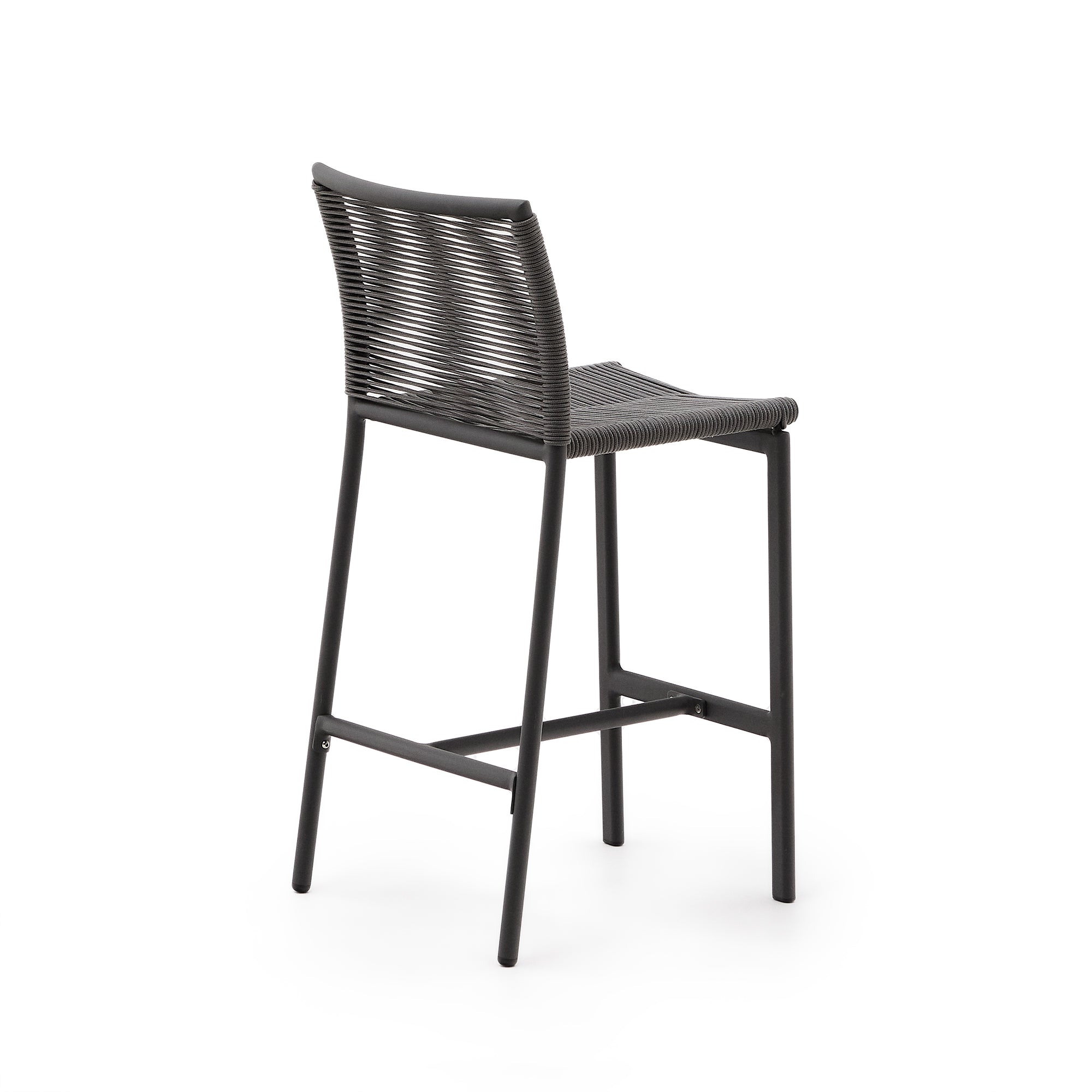 Culip outdoor stool made of rope cord and grey aluminum 65 cm - Product Image
