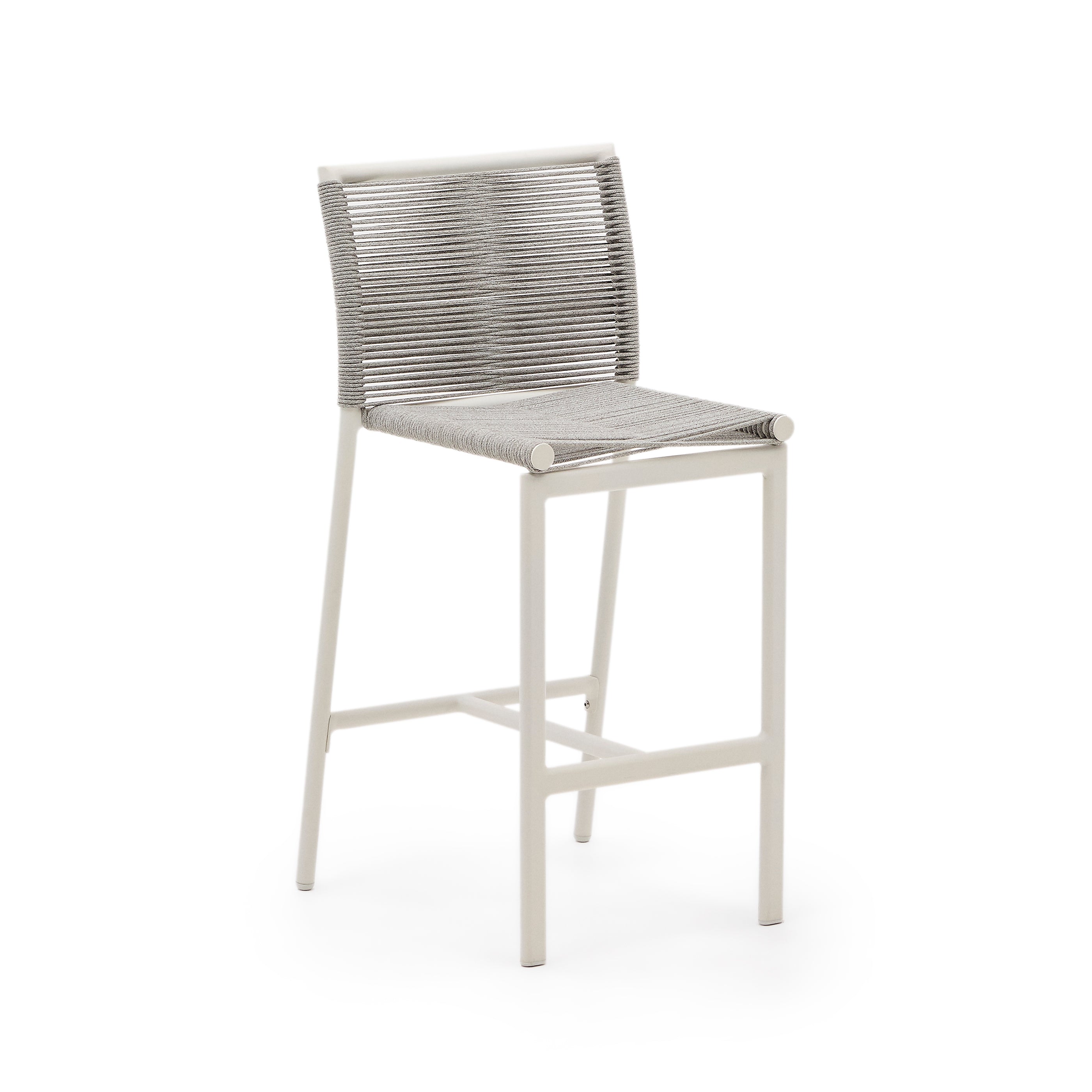 Culip outdoor stool made of rope cord and white aluminium, 65 cm - Product Image