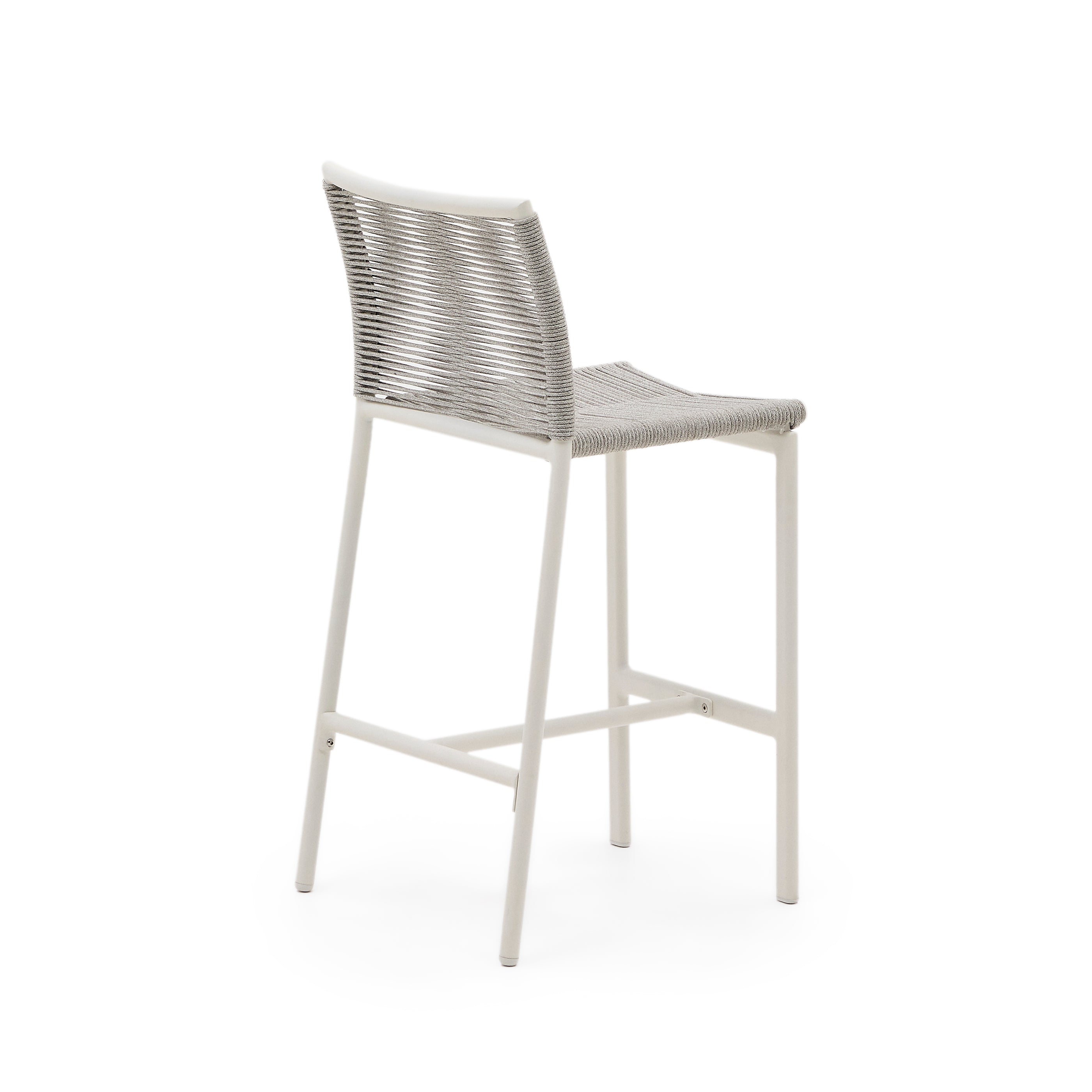 Culip outdoor stool made of rope cord and white aluminium, 65 cm - Product Image