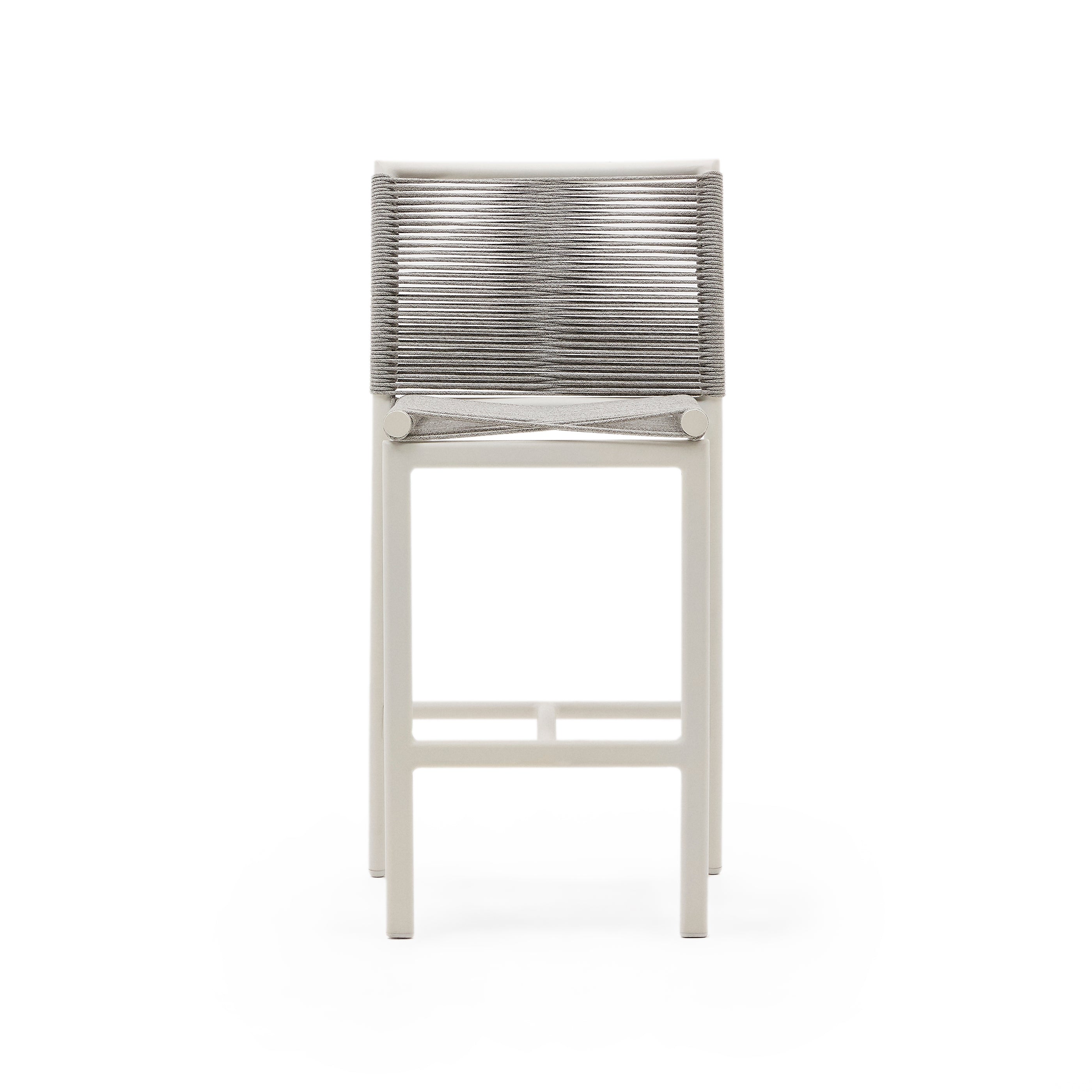 Culip outdoor stool made of rope cord and white aluminium, 65 cm - Product Image