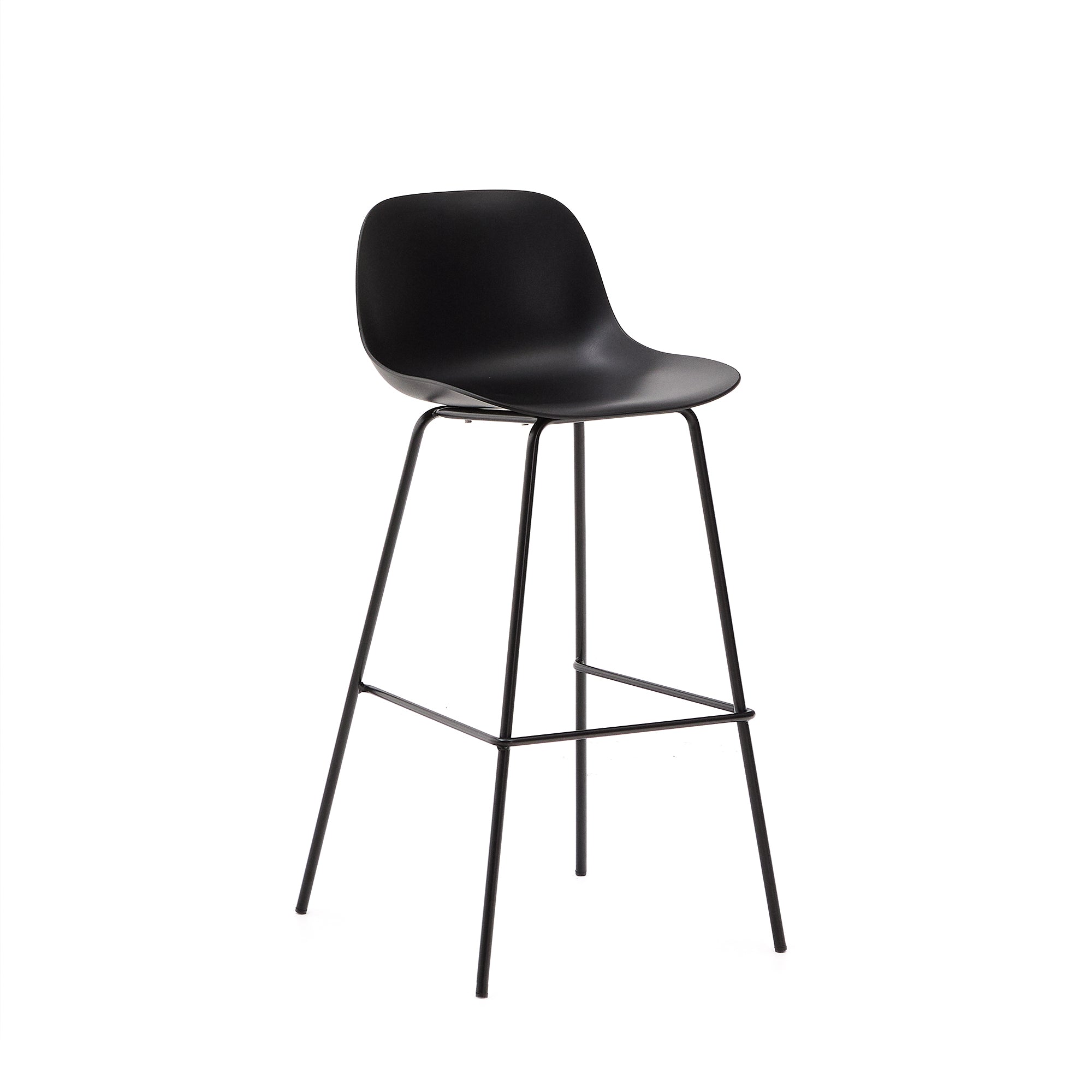 Altea black stool with black-finished steel legs 75 cm - Product Image