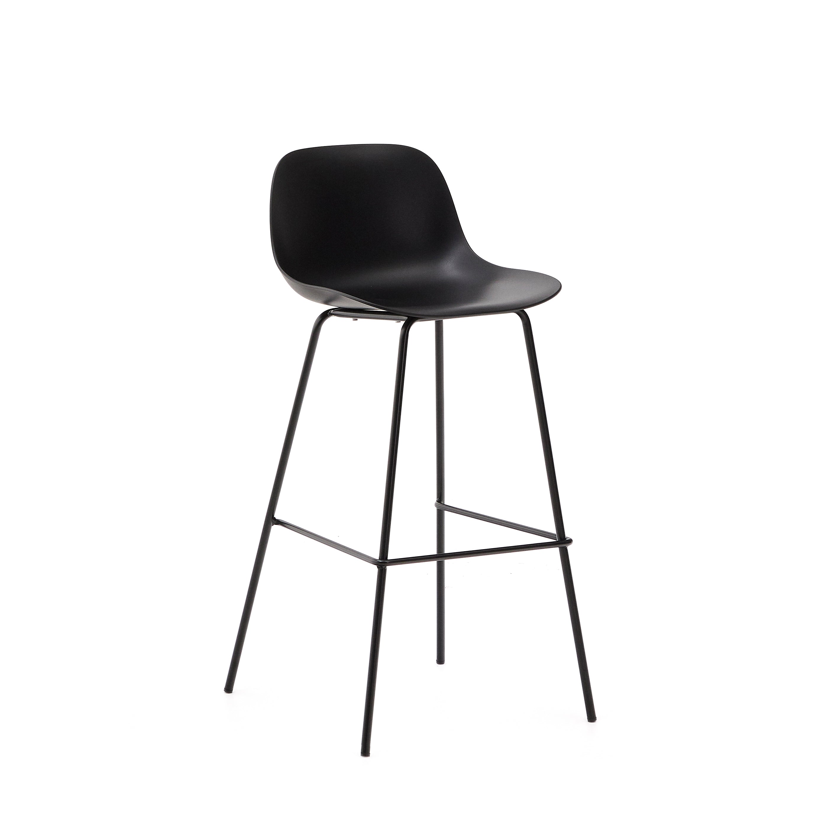 Altea black stool with black-finished steel legs 75 cm - Product Image