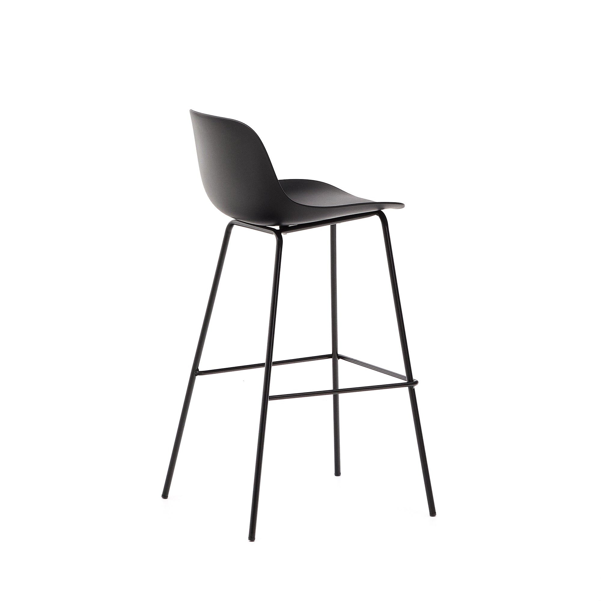 Altea black stool with black-finished steel legs 75 cm - Product Image