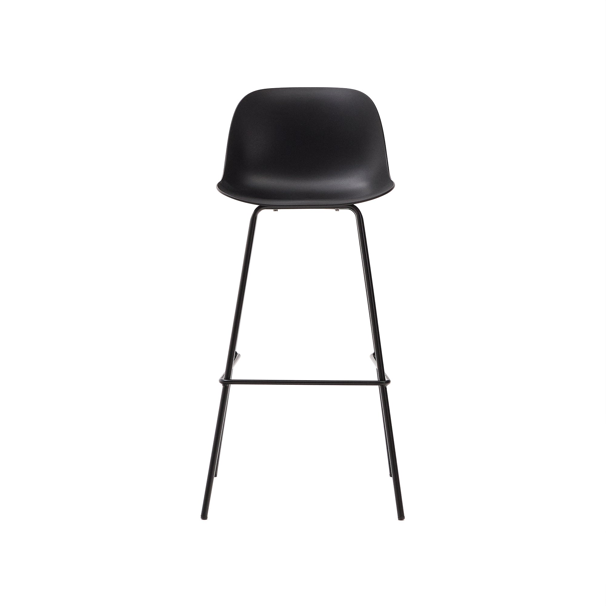 Altea black stool with black-finished steel legs 75 cm - Product Image