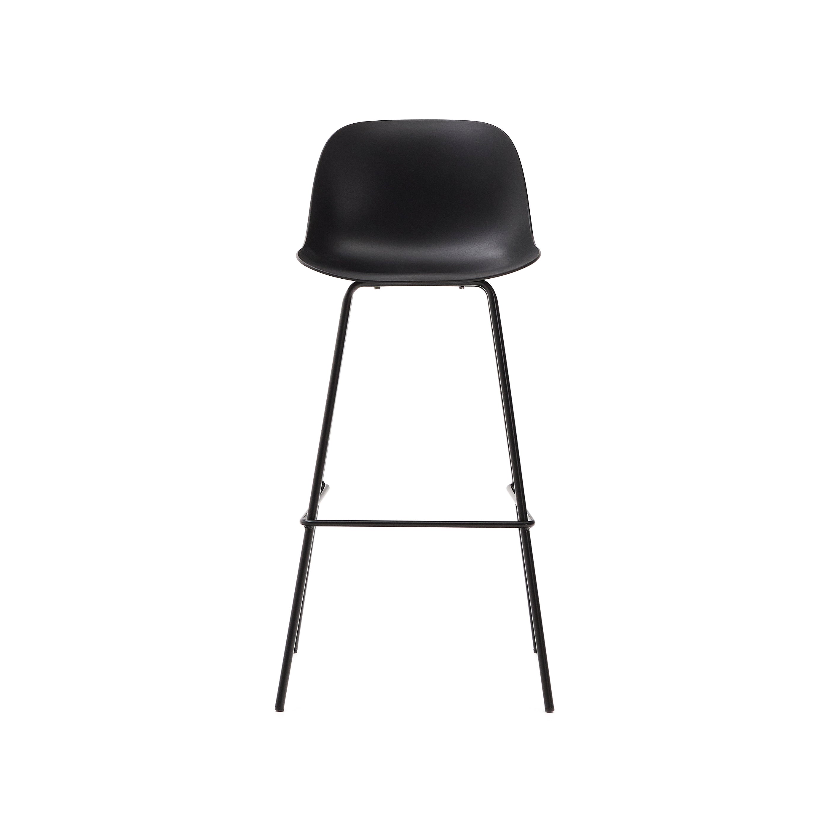 Altea black stool with black-finished steel legs 75 cm - Product Image