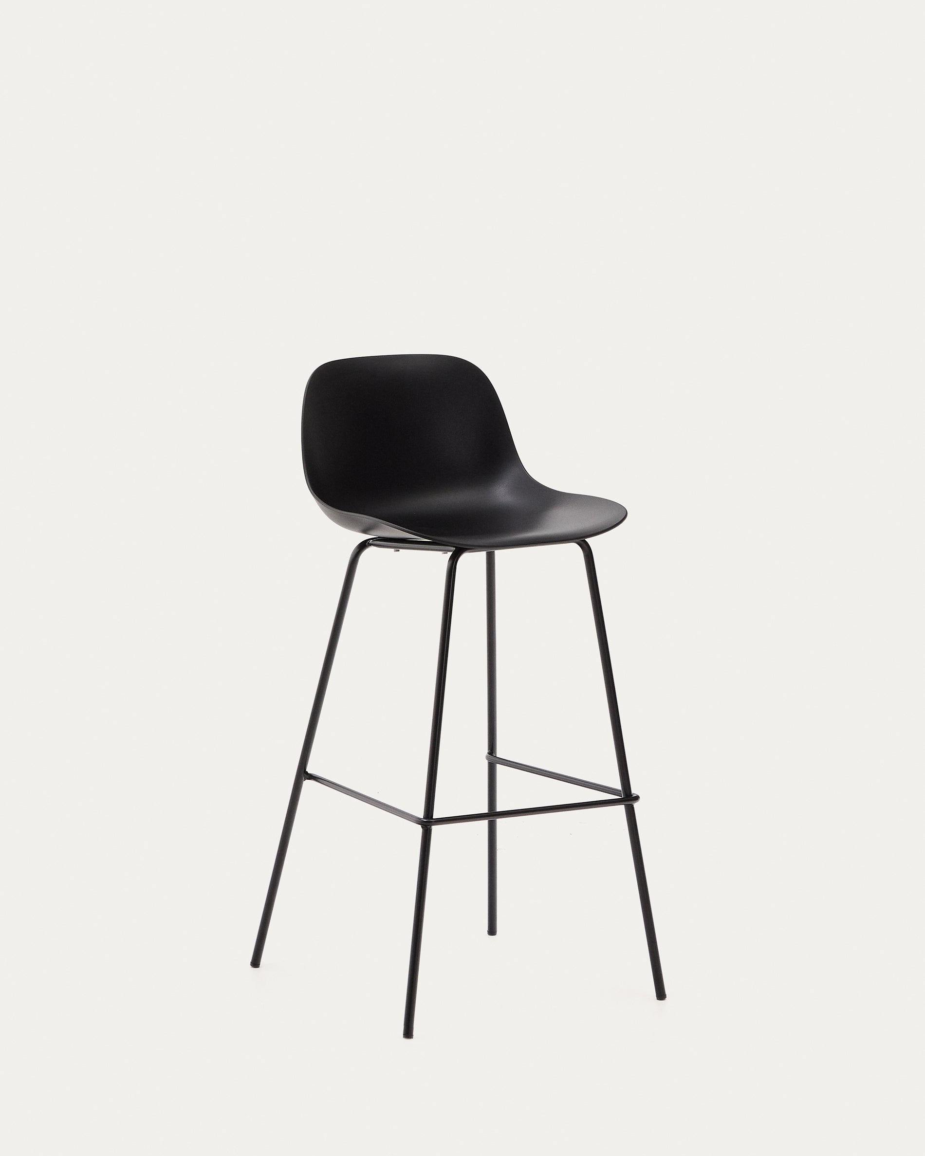 Altea black stool with black-finished steel legs 75 cm - Product View