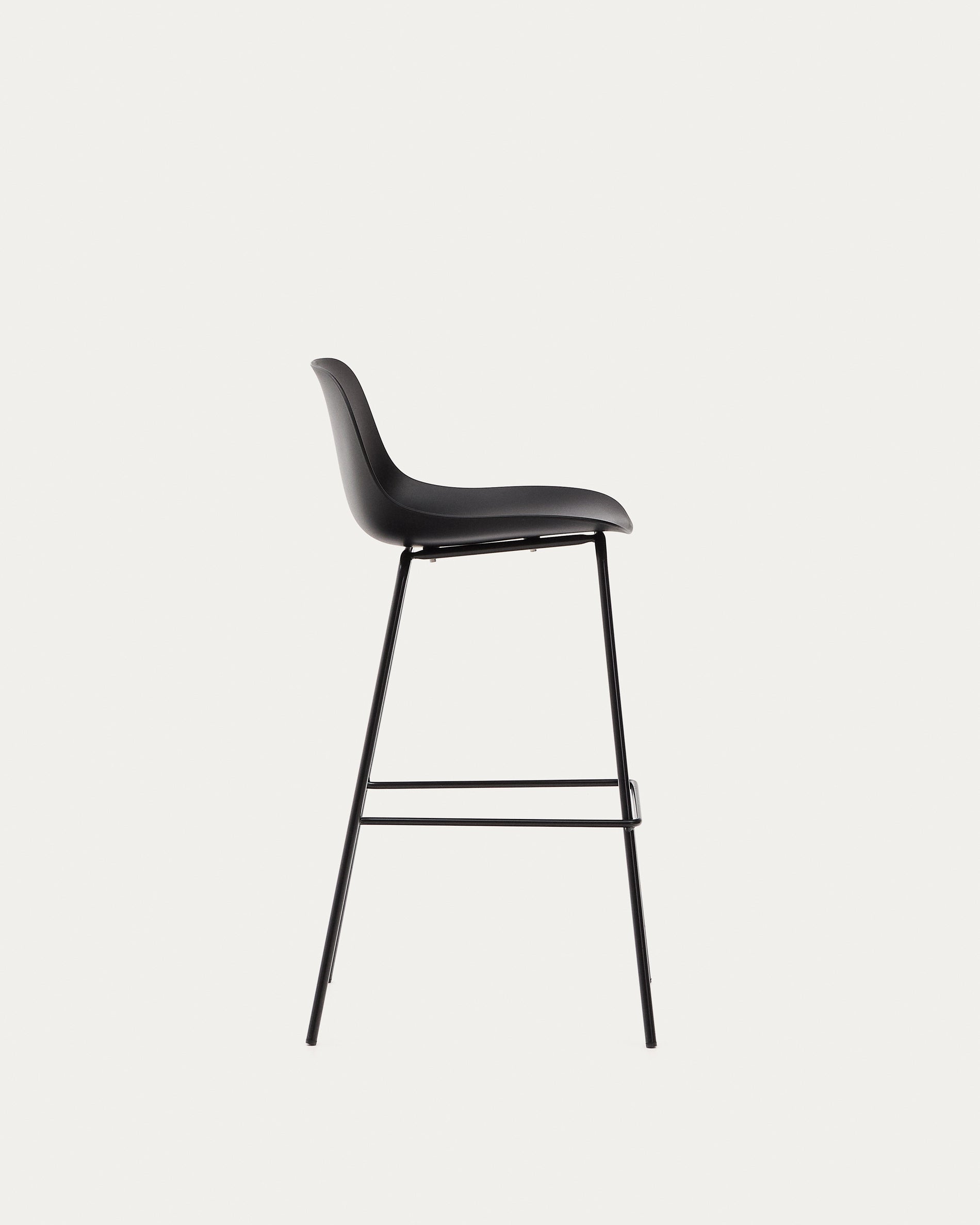 Altea black stool with black-finished steel legs 75 cm - Product View