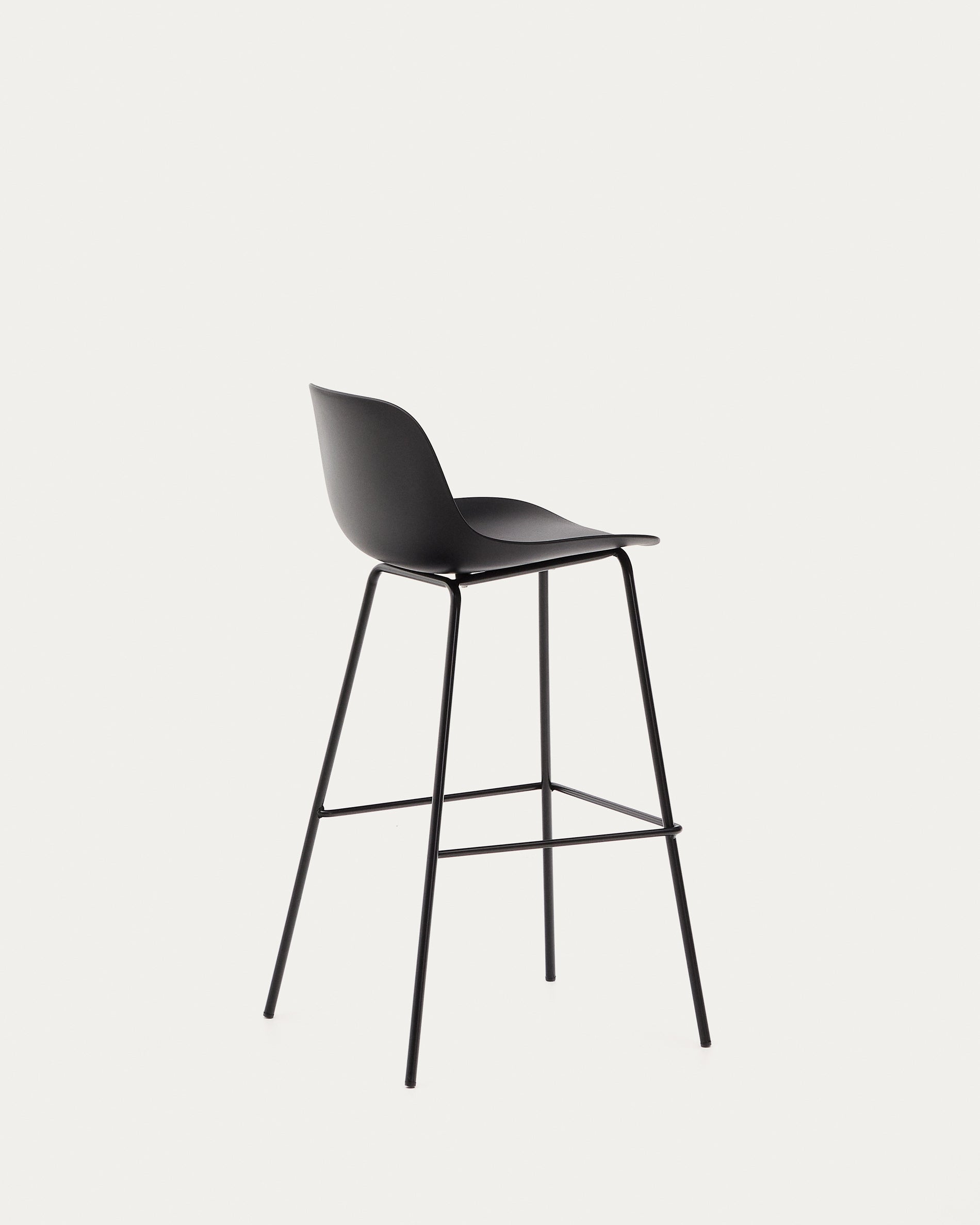 Altea black stool with black-finished steel legs 75 cm - Product View