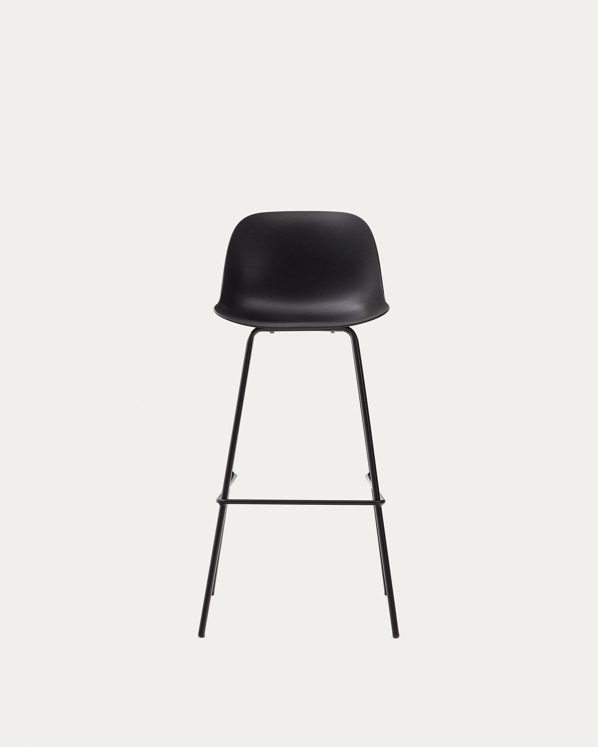 Altea black stool with black-finished steel legs 75 cm - Product View